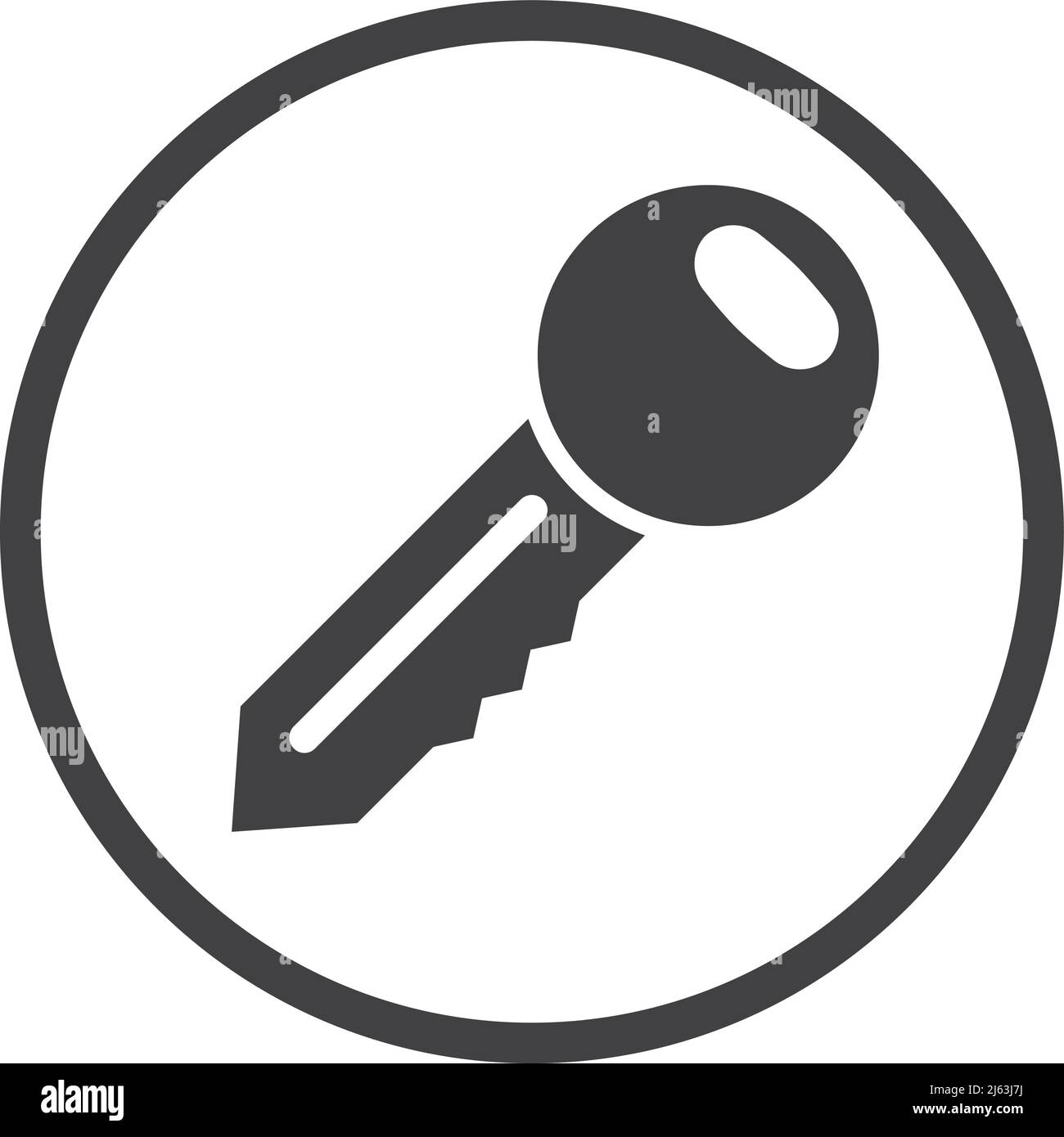 Icona nera del tasto. Simbolo rotondo. Cartello di accesso Illustrazione Vettoriale