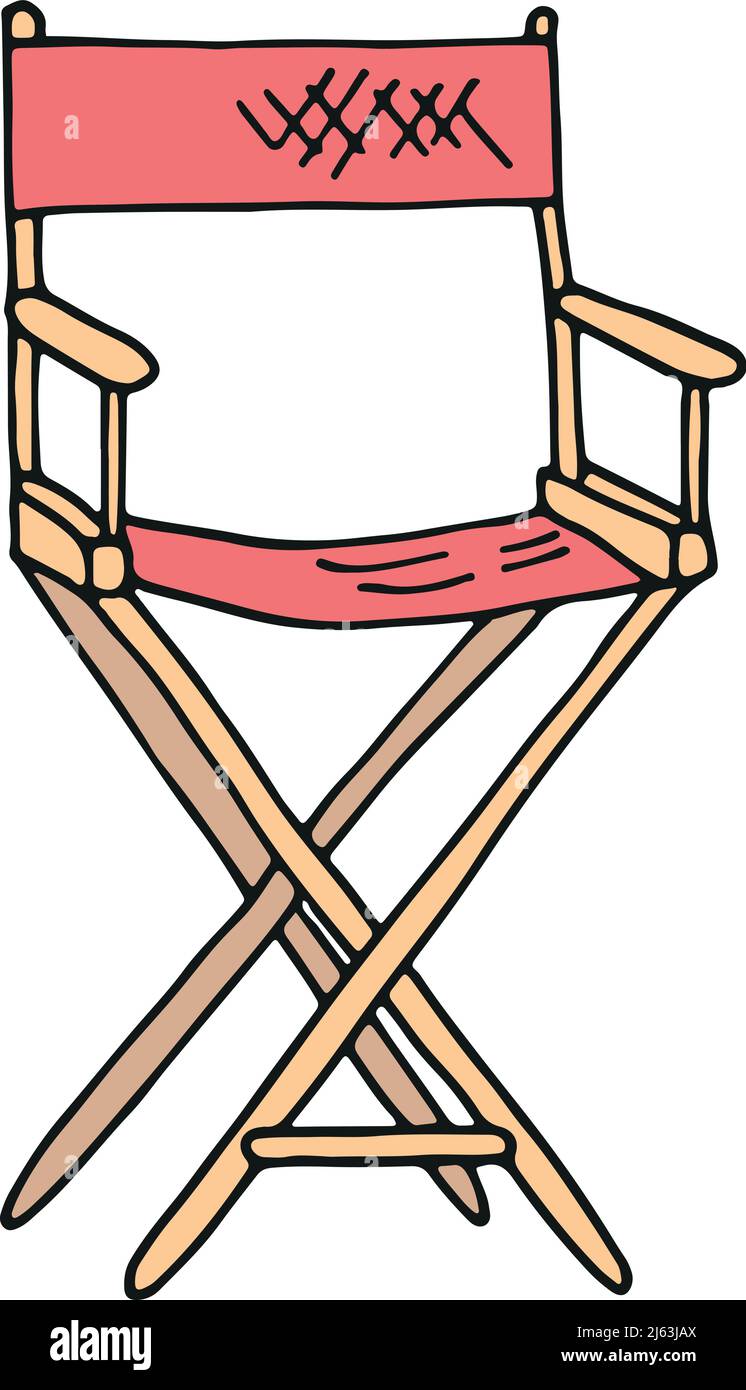 Icona della sedia del direttore. Sedile in legno del produttore di film Illustrazione Vettoriale