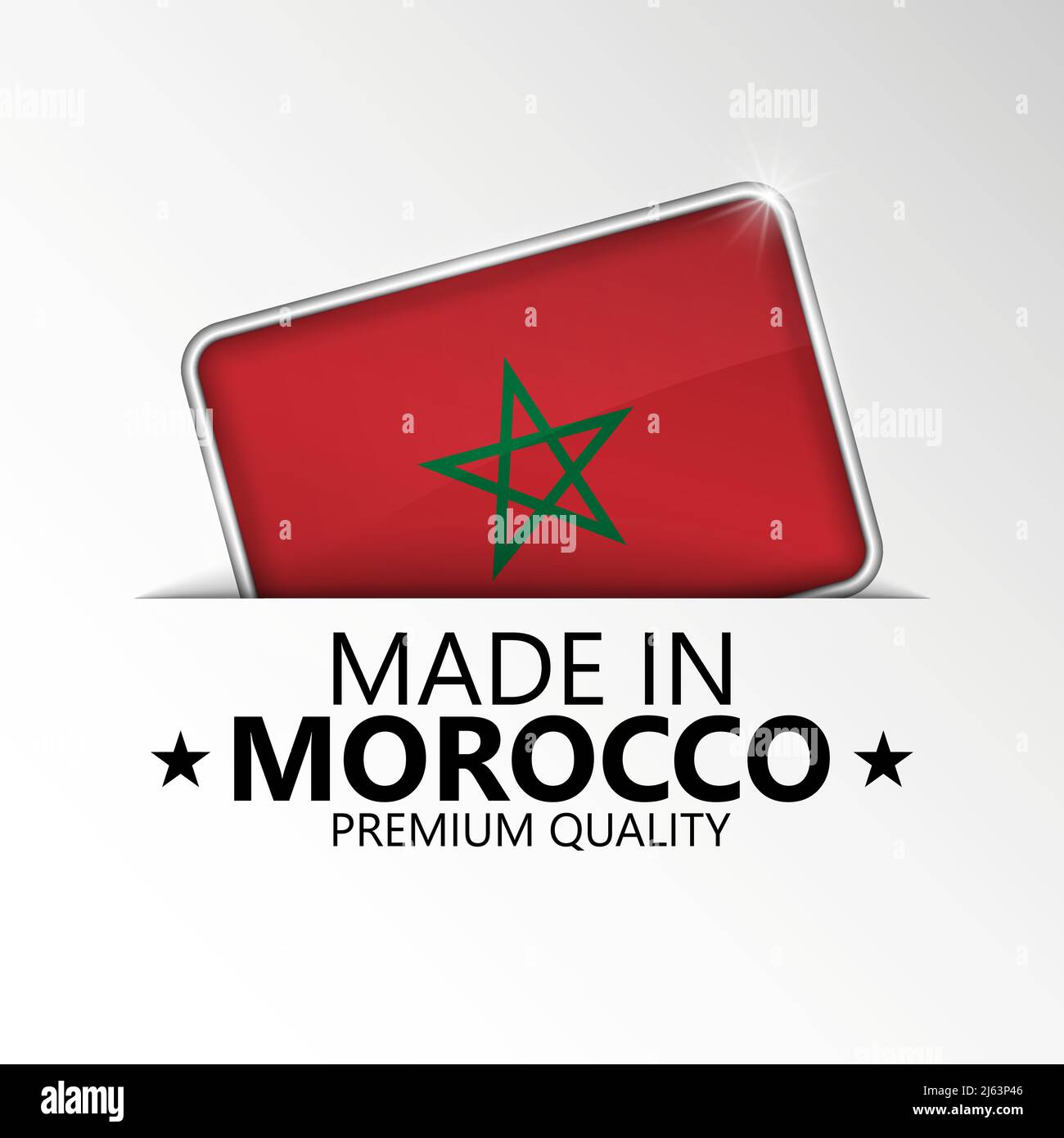 Realizzato in Marocco, grafica ed etichetta. Elemento di impatto per l'uso che si desidera fare di esso. Illustrazione Vettoriale