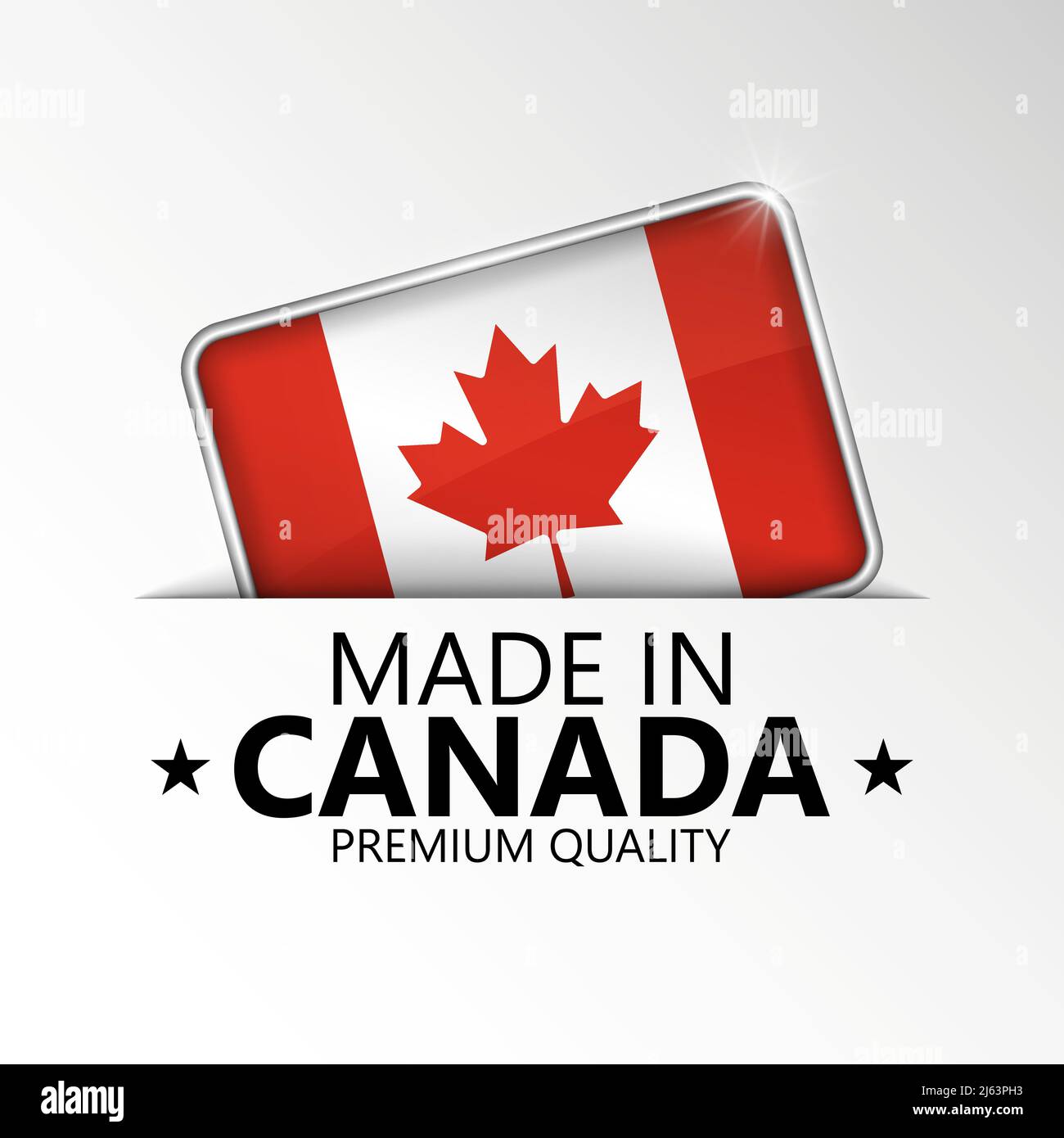 Made in Canada grafica ed etichetta. Elemento di impatto per l'uso che si desidera fare di esso. Illustrazione Vettoriale
