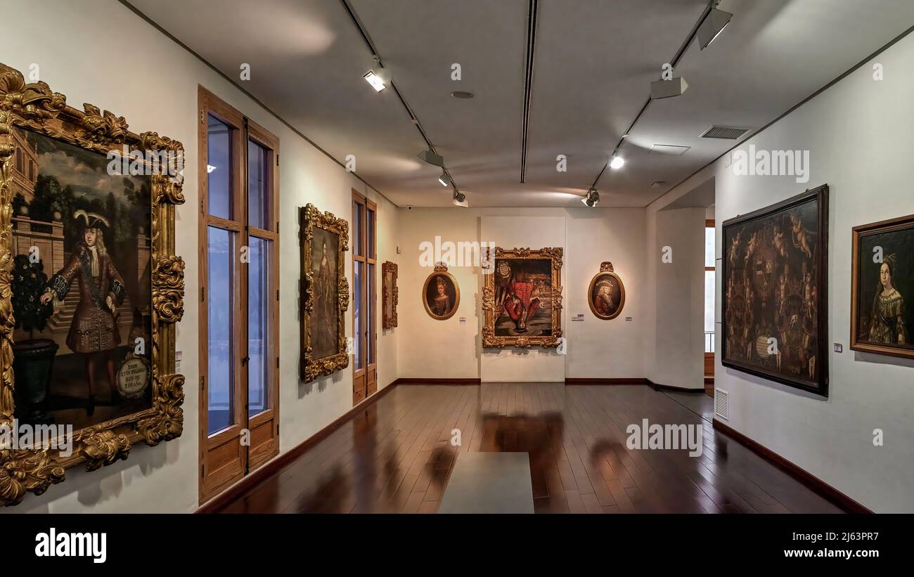 Ritratto iconico di Felipe V, capovolto, in vendetta per aver ordinato il fuoco di Xàtiva nel 1707, Valencia, Comunità Valenciana, Spagna, UE Foto Stock