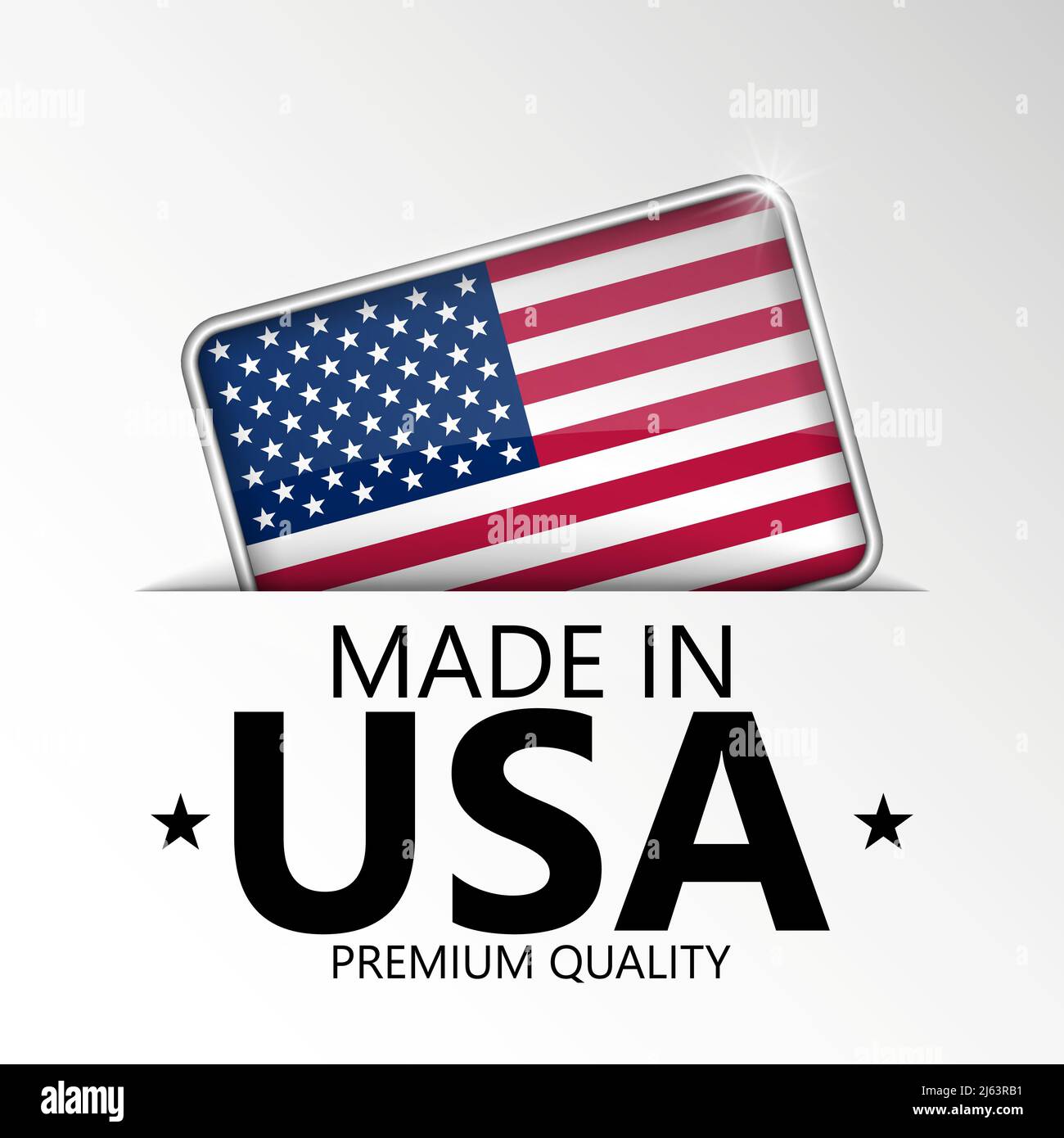 Made in USA grafica ed etichetta. Elemento di impatto per l'uso che si desidera fare di esso. Illustrazione Vettoriale