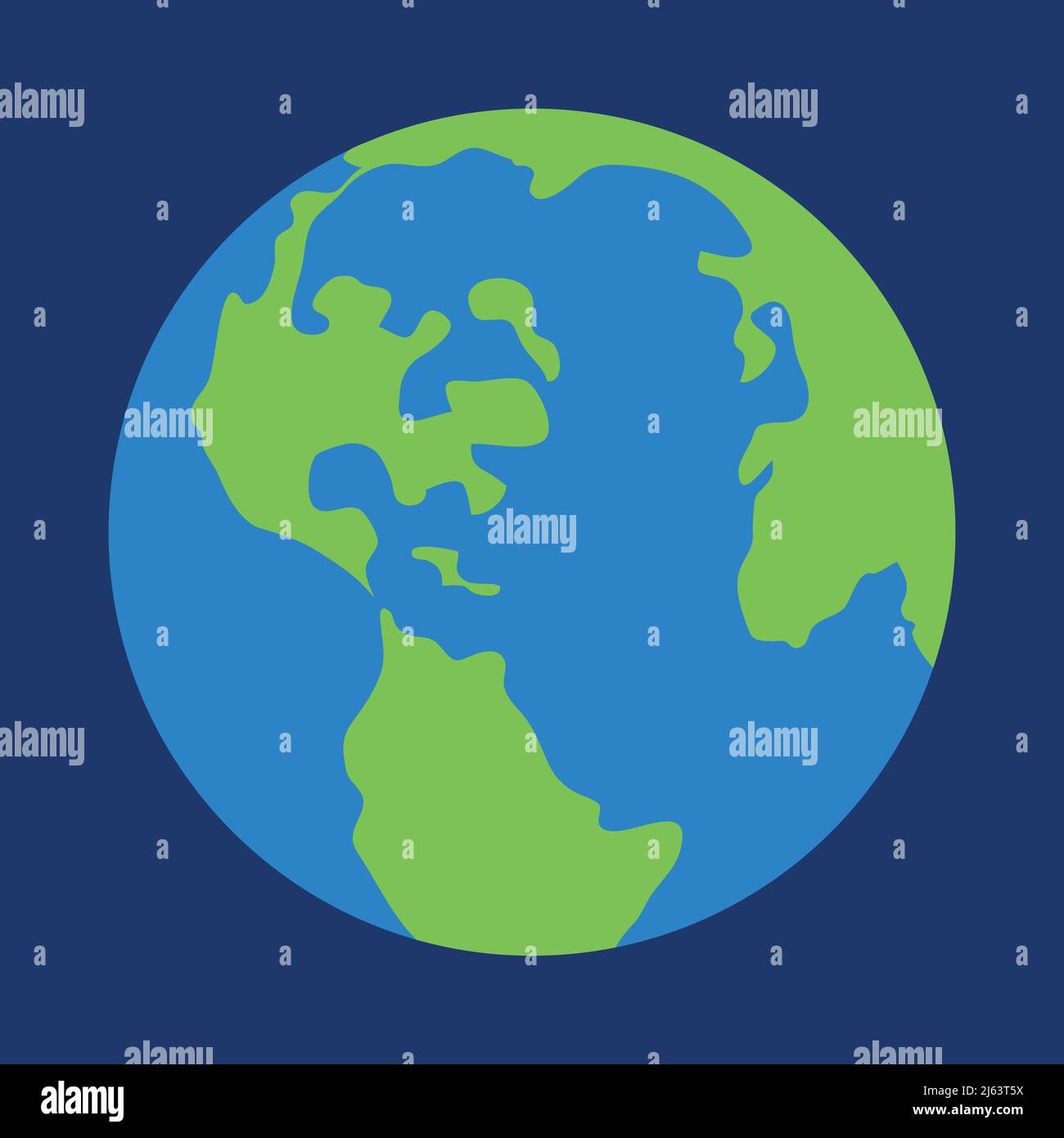 Disegno del pezzo di terra blu del pianeta Vector Illustrazione Vettoriale