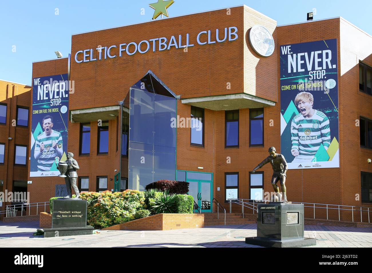 Ingresso anteriore allo stadio di calcio Parkhead, sede del Celtic FC, Glasgow, Regno Unito Foto Stock