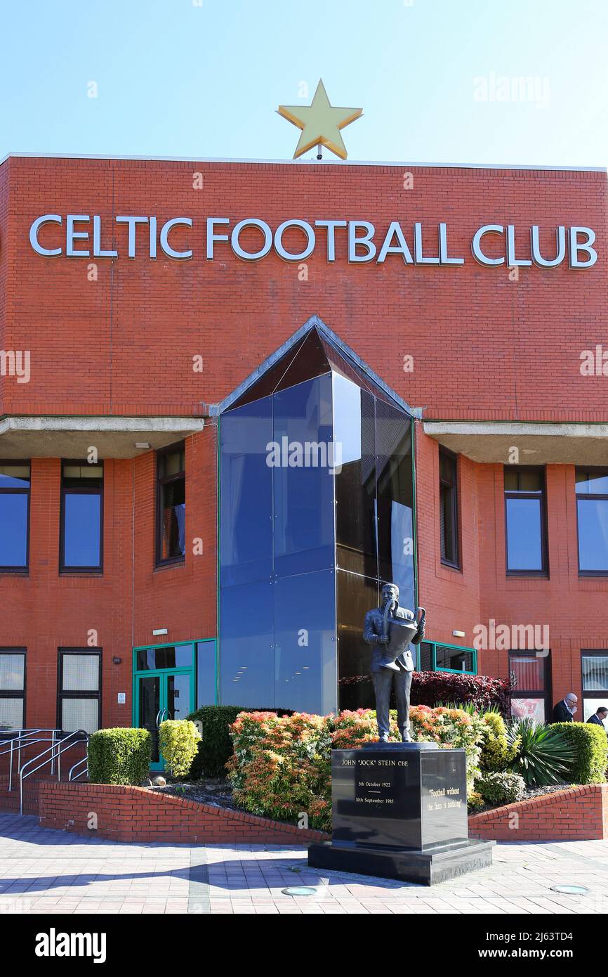 Ingresso anteriore allo stadio di calcio Parkhead, sede del Celtic FC, Glasgow, Regno Unito Foto Stock