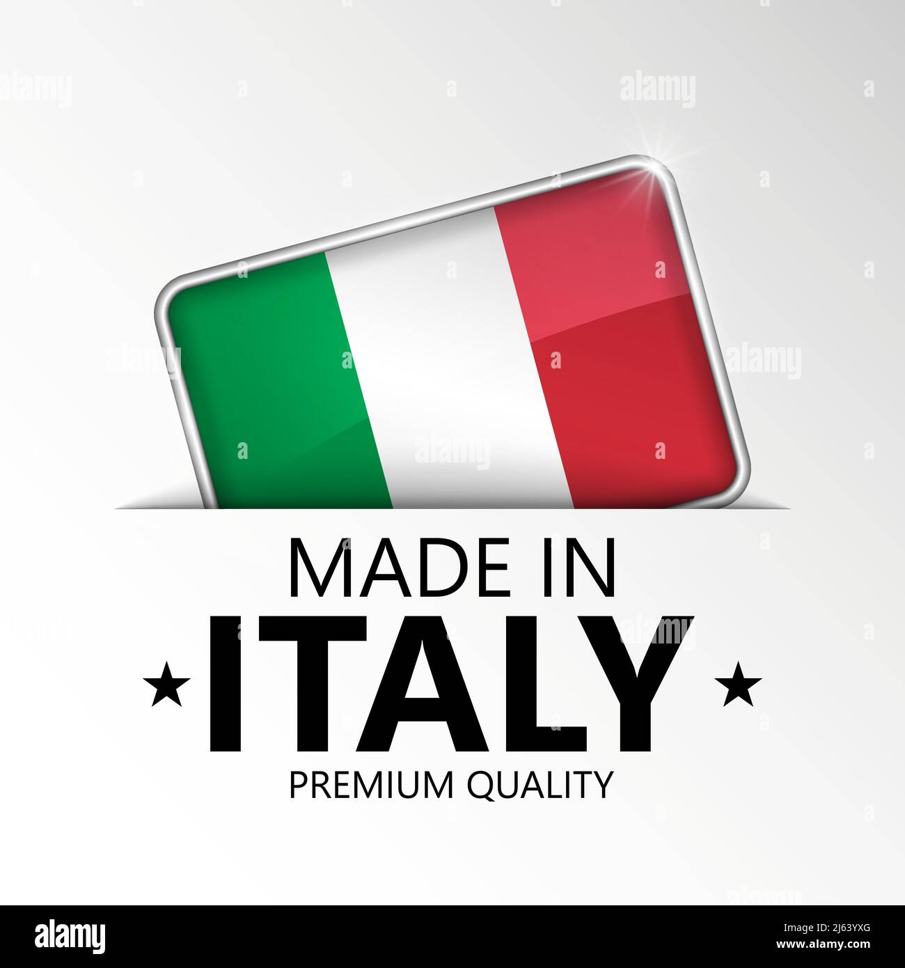 Grafica ed etichetta Made in Italy. Elemento di impatto per l'uso che si desidera fare di esso. Illustrazione Vettoriale