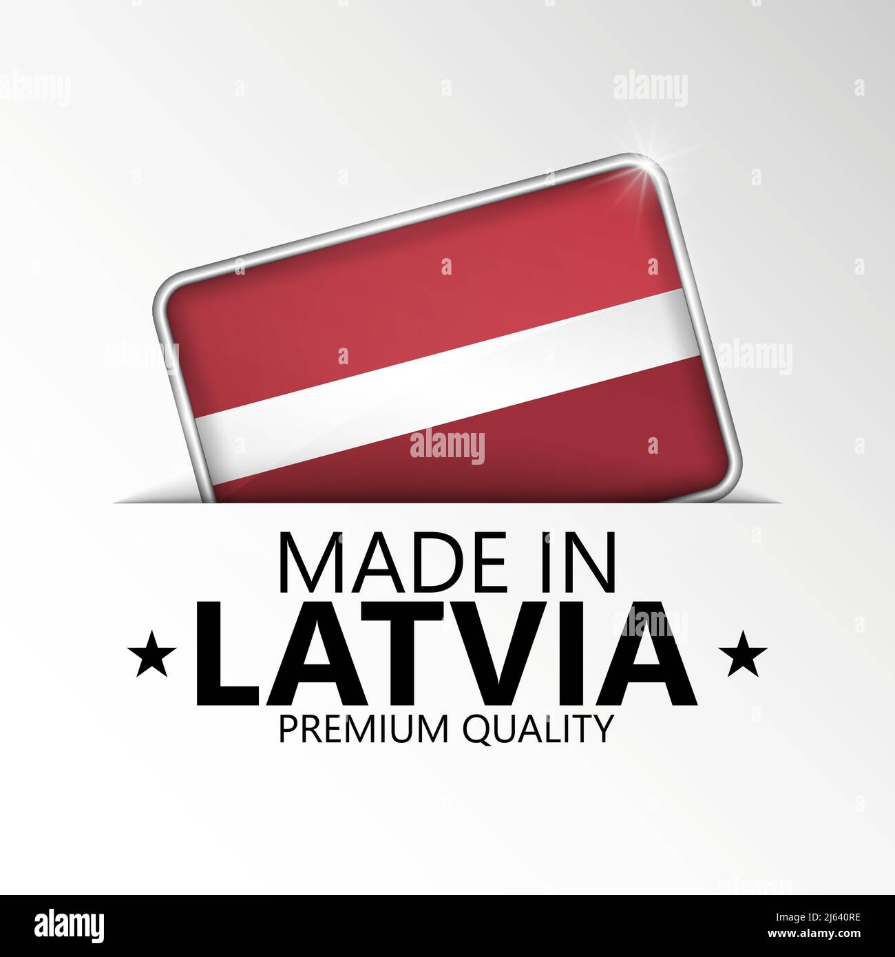 Realizzato in Lettonia con grafica ed etichetta. Elemento di impatto per l'uso che si desidera fare di esso. Illustrazione Vettoriale