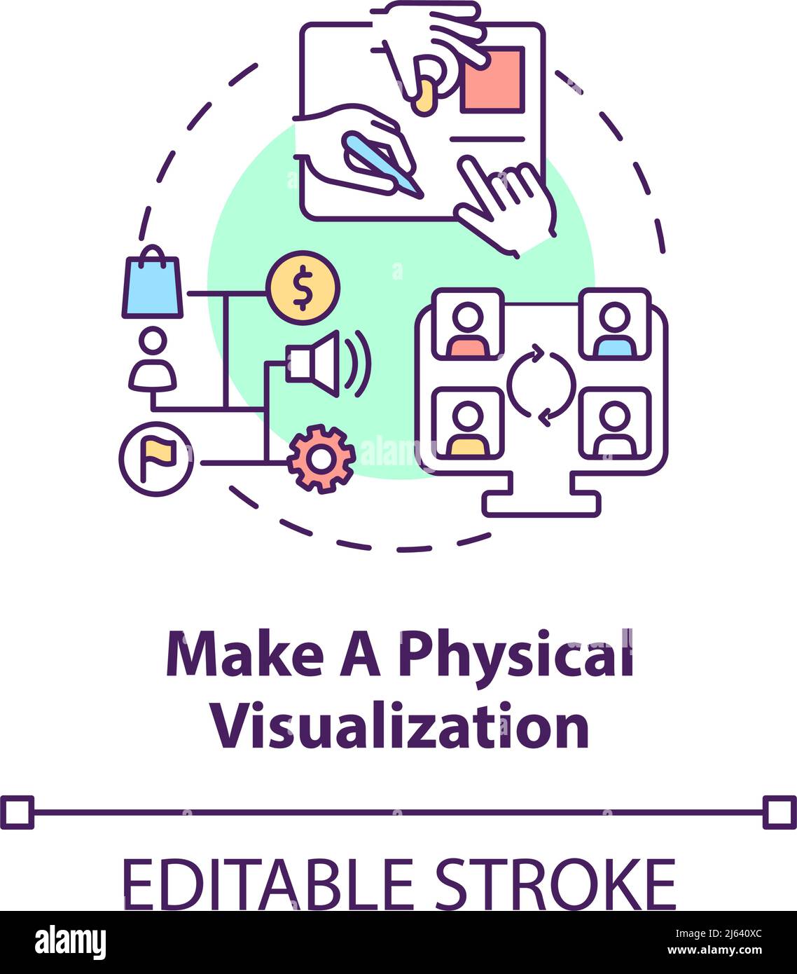 Crea un'icona di visualizzazione fisica Illustrazione Vettoriale