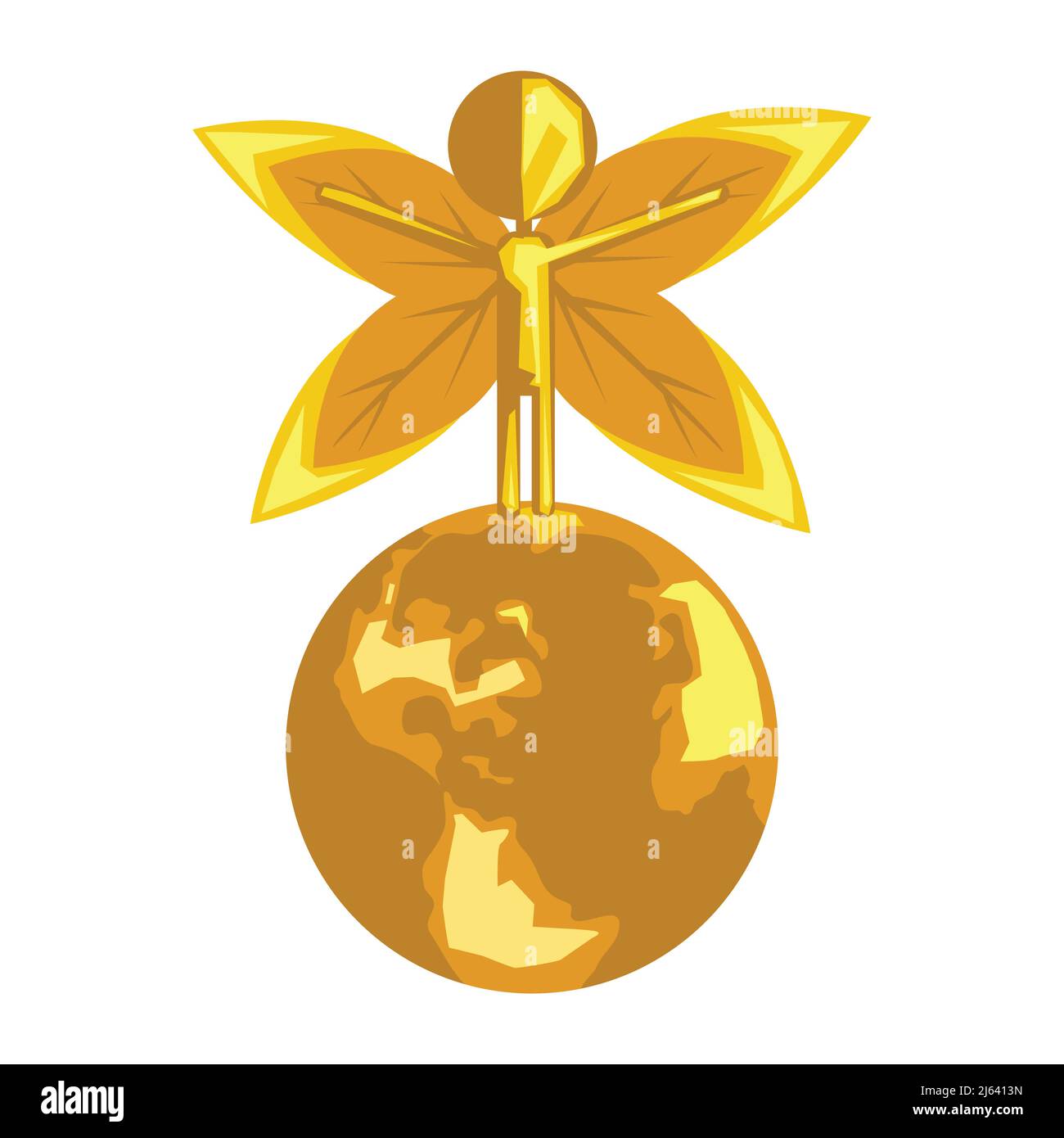 Angel tocco. Dare benedizioni. Illustrazione del vettore del pianeta terra Illustrazione Vettoriale