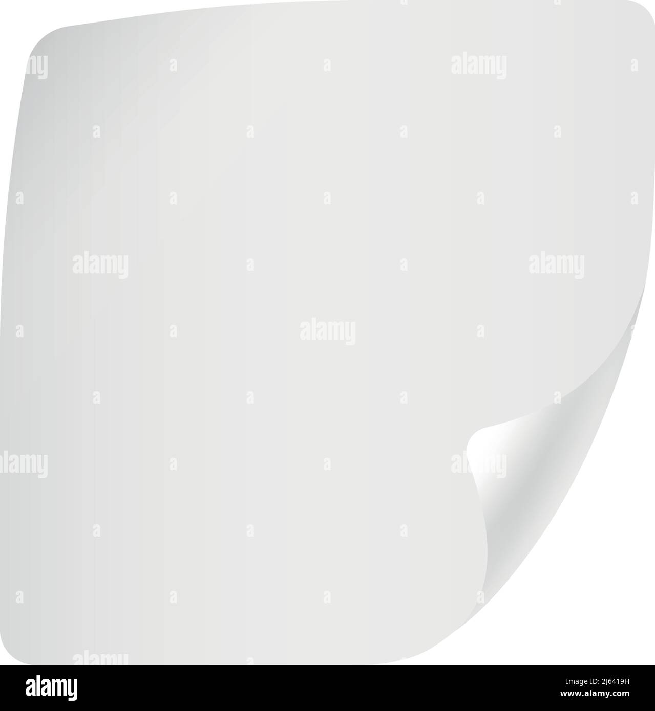 Etichetta vuota con angolo arricciato. Promo quadrato bianco Illustrazione Vettoriale