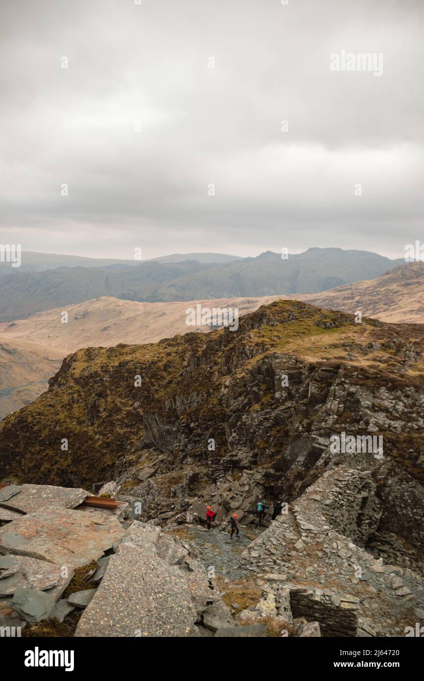 Buttermere Valley vista dal famoso fiume Haystack e dal picco di Haystack, Lake District National Park, Cumbria, Inghilterra, Regno Unito Foto Stock