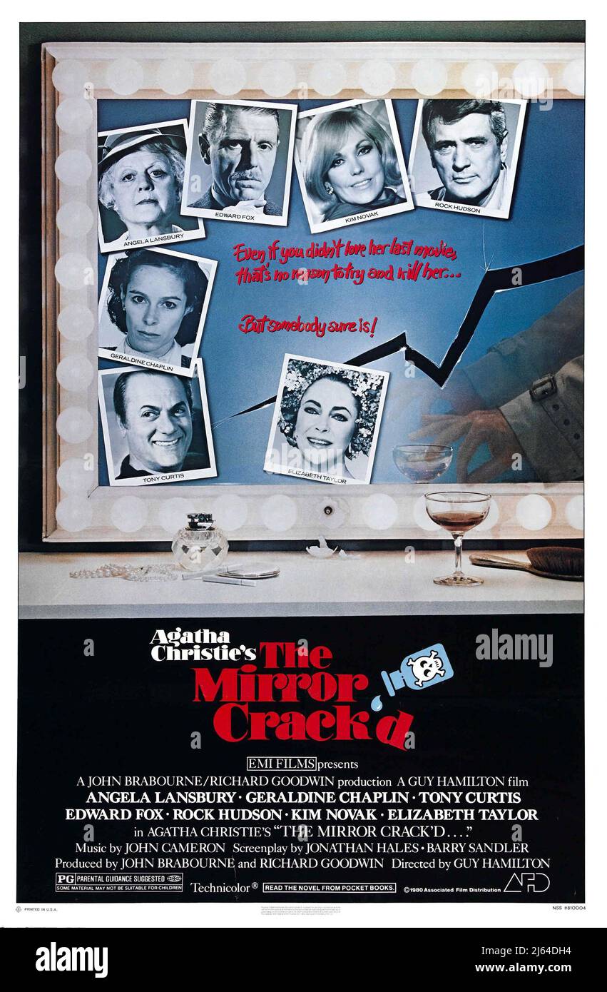 TAYLOR,CURTIS,CHAPLIN,LANSBURY,FOX,NOVAK,POSTER, THE MIRROR CRACK'D, 1980 Foto Stock