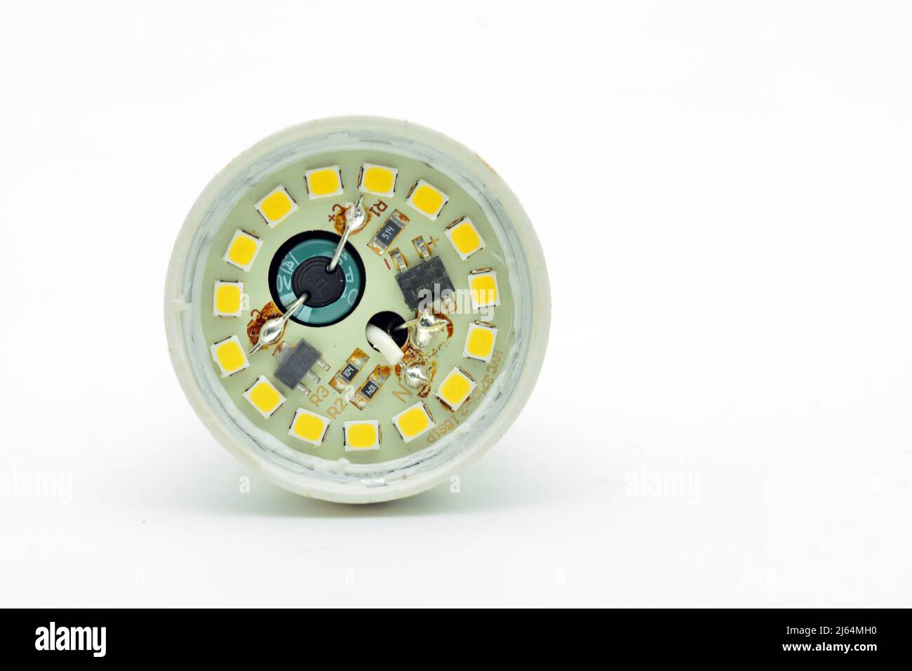Detalle del interior de una bombilla LED Foto Stock