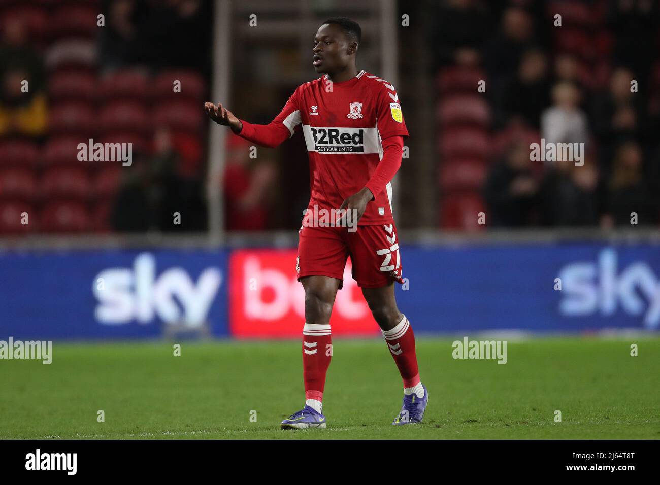 MIDDLESBROUGH, REGNO UNITO. APR 27th Marc Bola di Middlesbrough durante la partita del Campionato Sky Bet tra Middlesbrough e Cardiff City al Riverside Stadium di Middlesbrough mercoledì 27th aprile 2022. (Credit: Mark Fletcher | MI News) Foto Stock