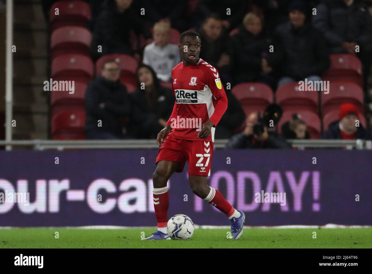 MIDDLESBROUGH, REGNO UNITO. APR 27th Marc Bola di Middlesbrough durante la partita del Campionato Sky Bet tra Middlesbrough e Cardiff City al Riverside Stadium di Middlesbrough mercoledì 27th aprile 2022. (Credit: Mark Fletcher | MI News) Credit: MI News & Sport /Alamy Live News Foto Stock