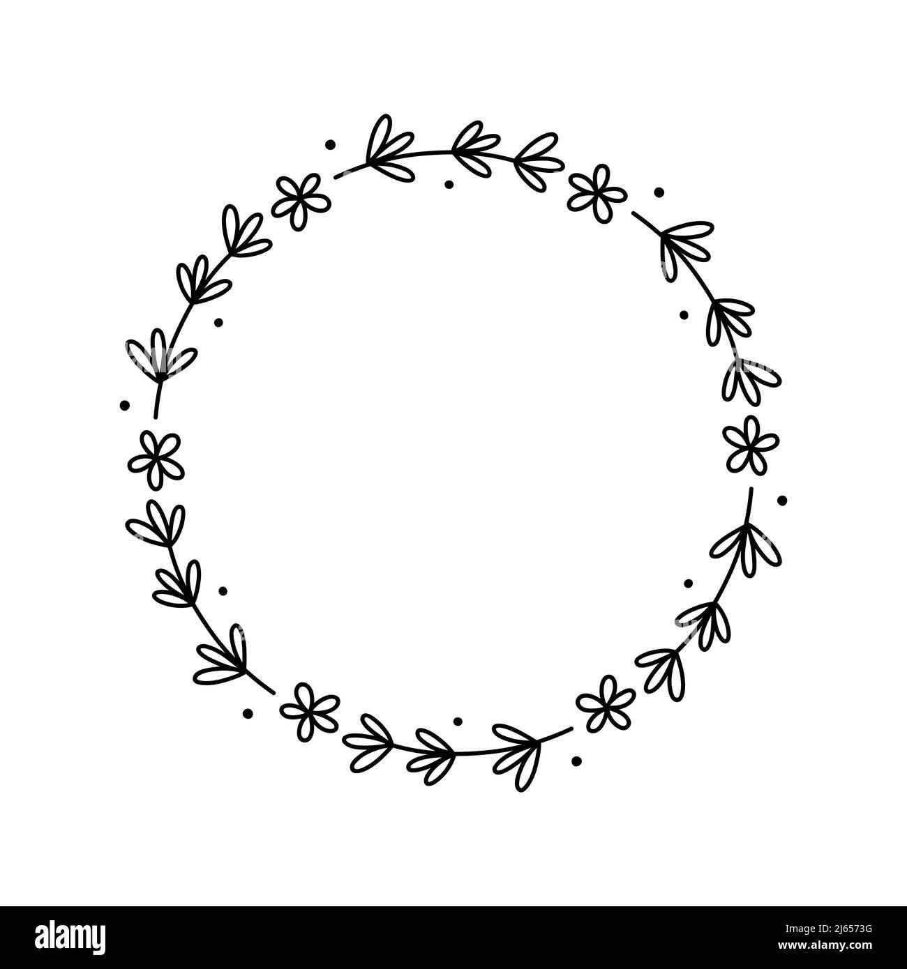 Corona floreale primavera isolato su sfondo bianco. Cornice rotonda con  fiori. Illustrazione vettoriale disegnata a mano in stile doodle. Perfetto  per carte, inviti, decorazioni, logo, vari disegni Immagine e Vettoriale -  Alamy
