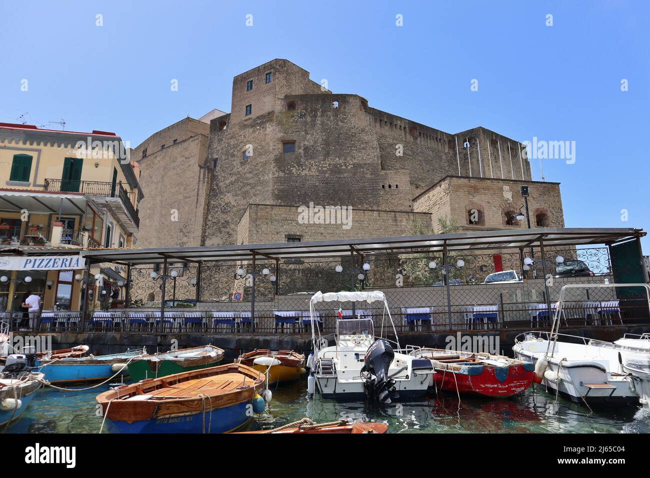 Napoli - Castel dell'Ovo dalla Barca (2) Foto Stock