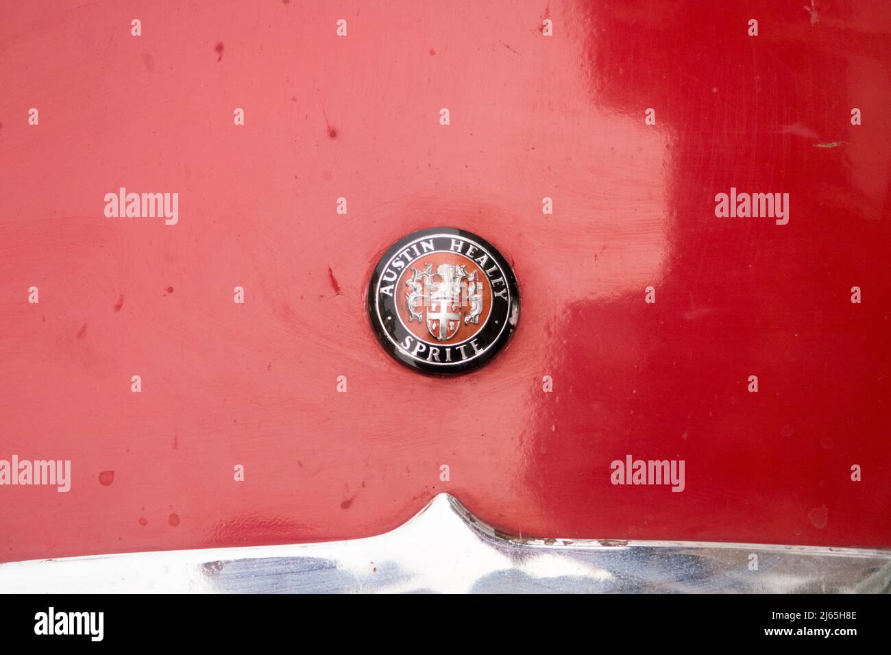 Il logo di un Austin Healey Sprite Foto Stock