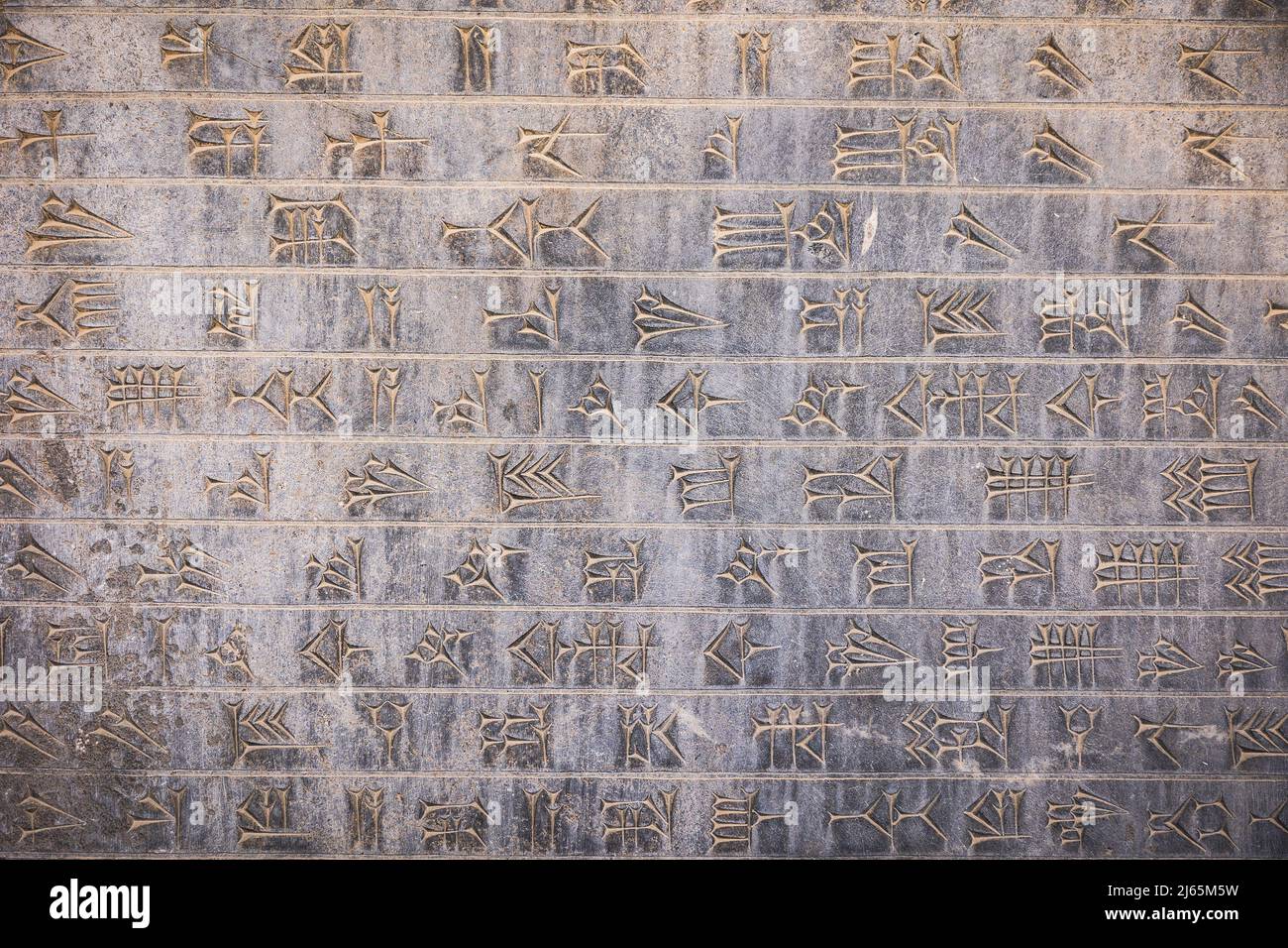 Close-up di antiche clay tablet con scritture cuneiformi Foto Stock