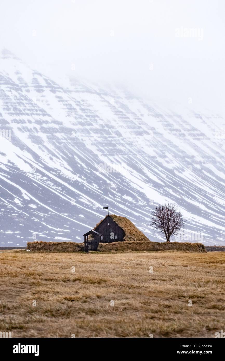 Grassodenkirche Grafarkirkja in Nordisland, Skagafjörður Foto Stock