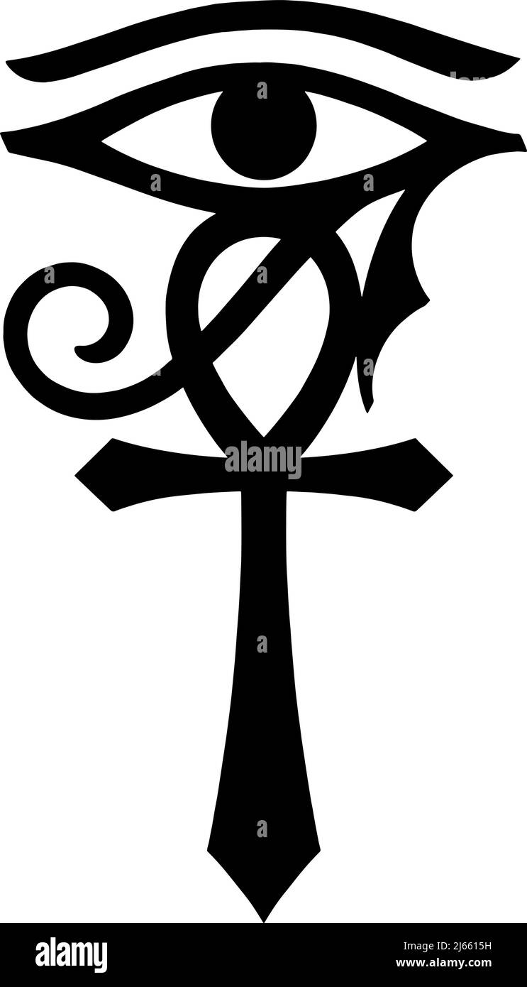 Ankh con occhio – simbolo egiziano di vita e visione Illustrazione Vettoriale