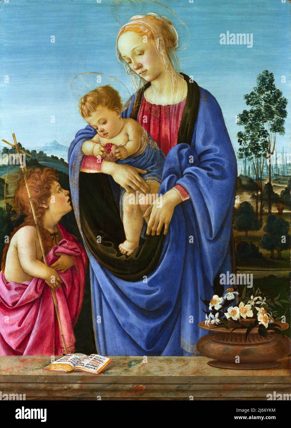 La Vergine col Bambino con San Giovanni di Filippino Lippi (1457-1504), tempera sul pioppo, c.. 1480 Foto Stock