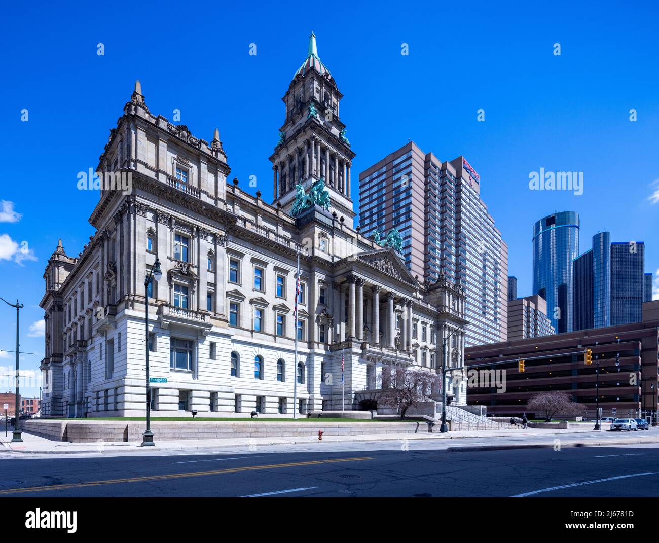 Wayne County Building, ex tribunale, al 600 Randolph Street nel centro di Detroit, Michigan, Stati Uniti Foto Stock