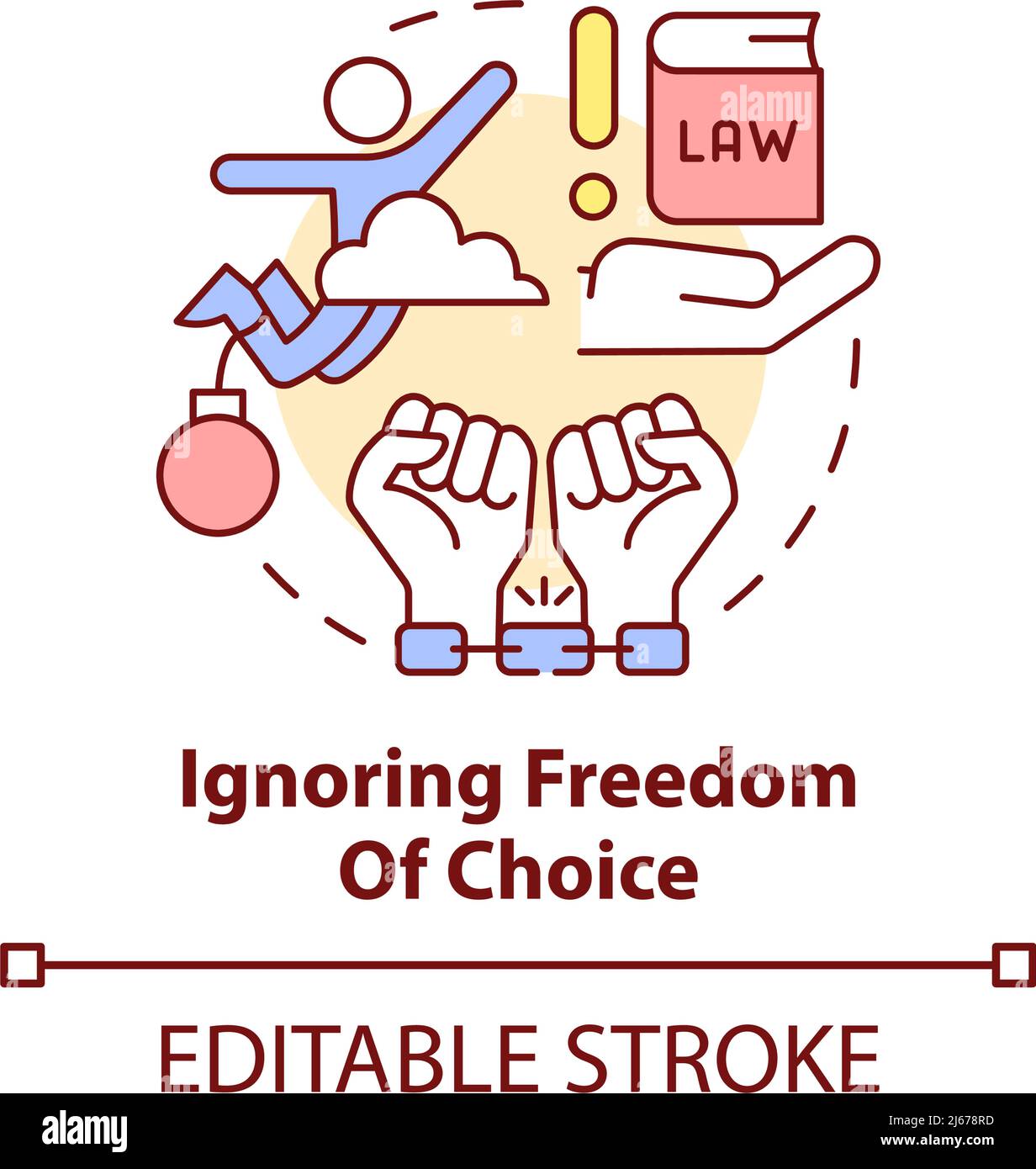 Ignorando l'icona del concetto di libertà di scelta Illustrazione Vettoriale