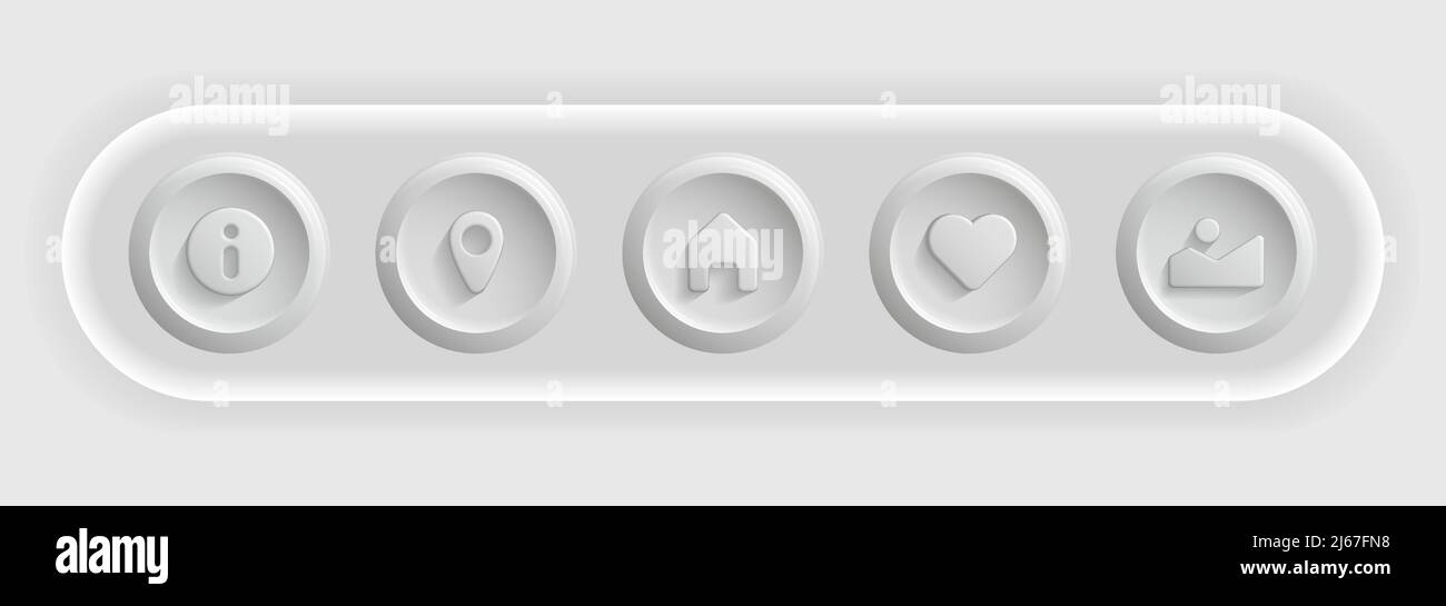 Icone bianche totali. Set di pulsanti diversi. Illustrazione vettoriale Illustrazione Vettoriale