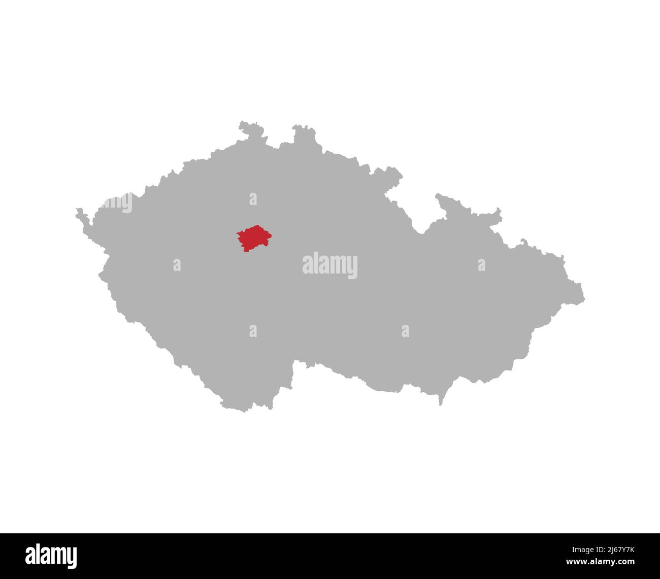 Mappa ceca con la regione di Praga in rosso Illustrazione Vettoriale