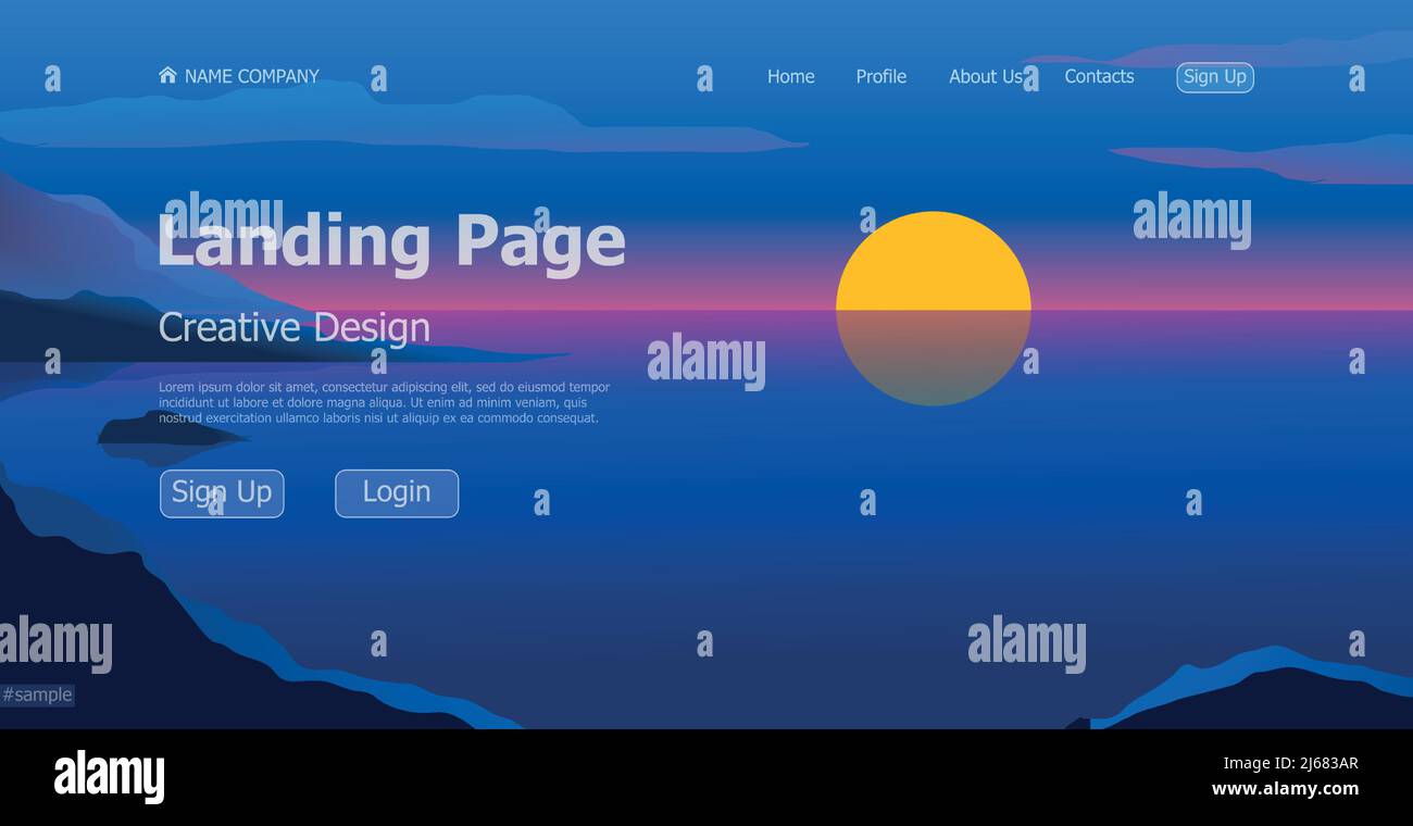 Home landing page viaggio natura modello landing business page sito web digitale landing page design concept - illustrazione vettoriale Illustrazione Vettoriale
