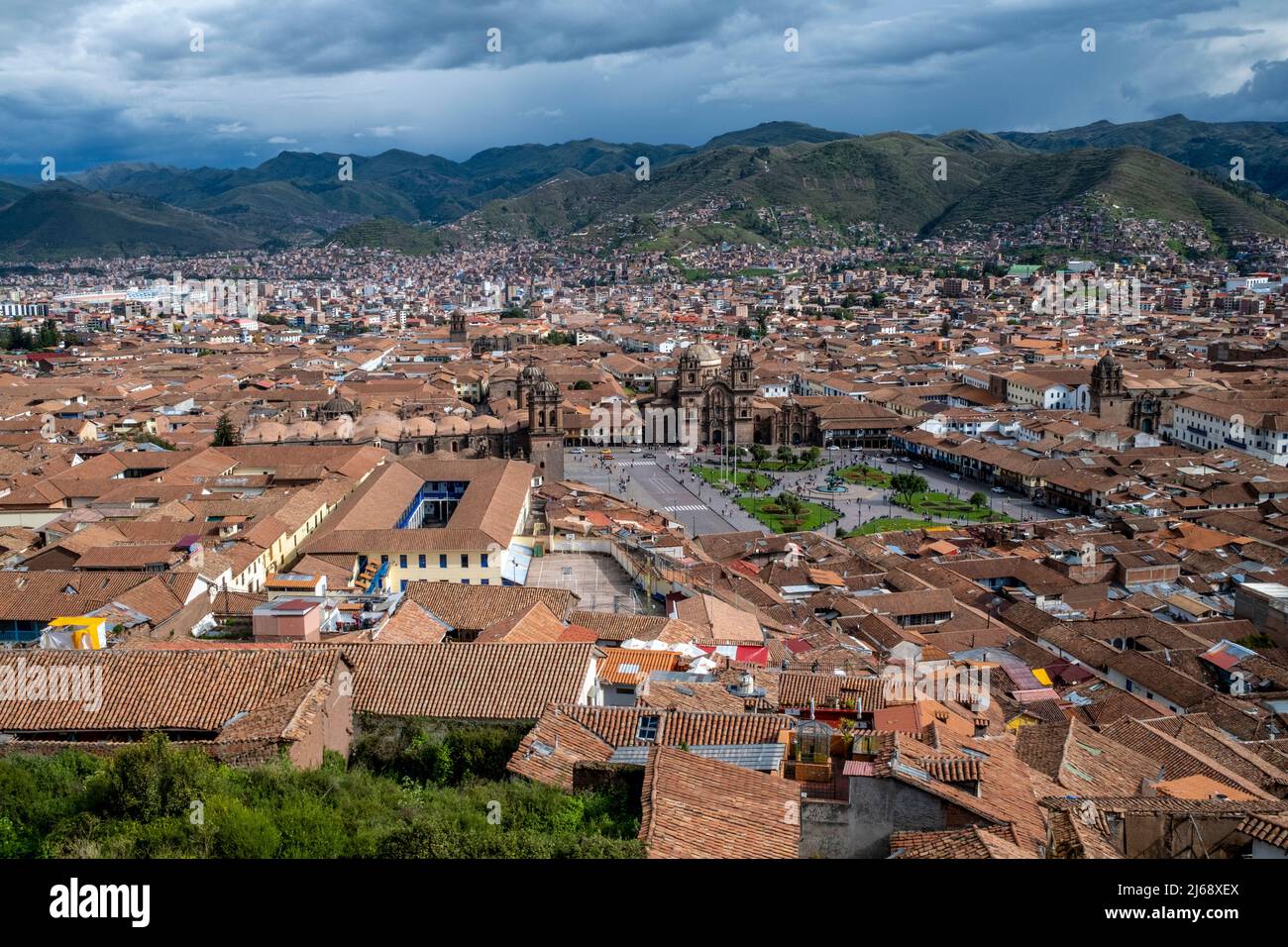 Lo skyline della città di Cusco, Provincia di Cusco, Perù. Foto Stock