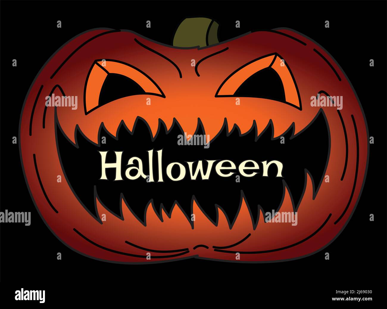 Carta di Halloween con zucca creepy Illustrazione Vettoriale