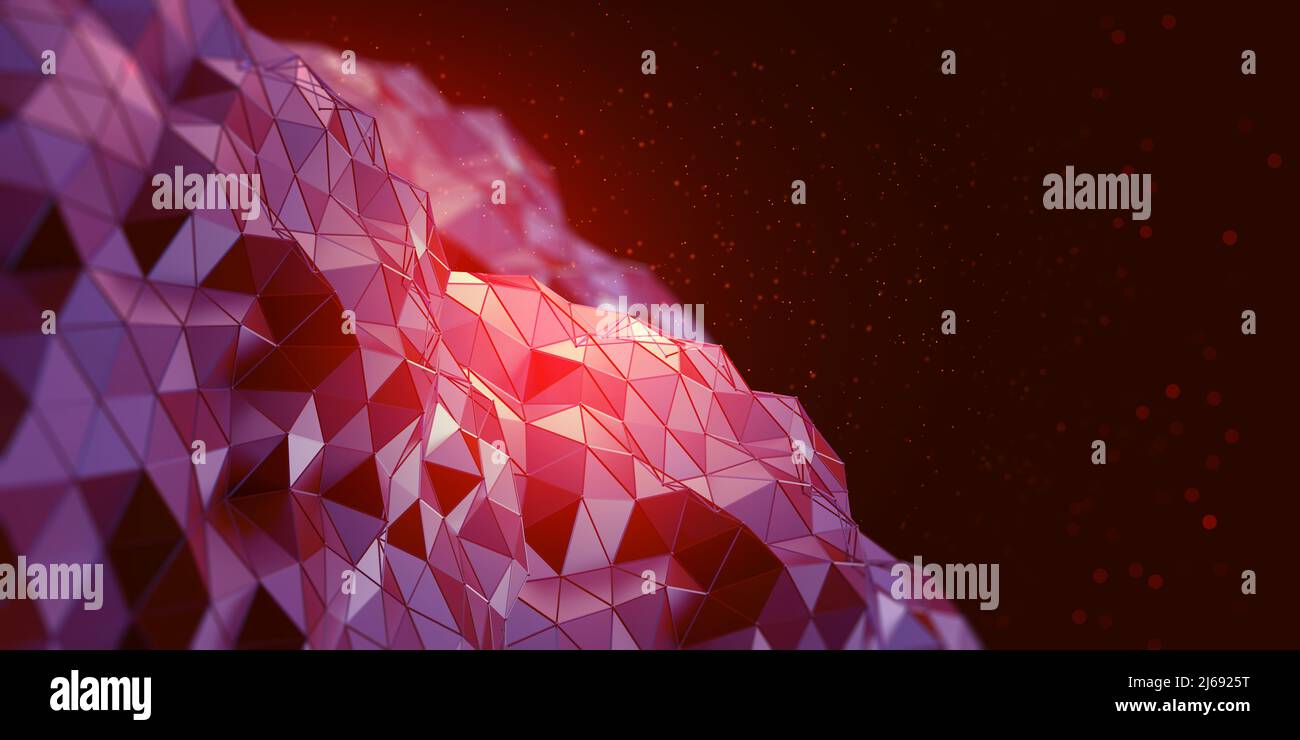 Big data e cybersicurezza 3D illustrazione. Reti neurali e tecnologie cloud. Database globale e intelligenza artificiale Foto Stock