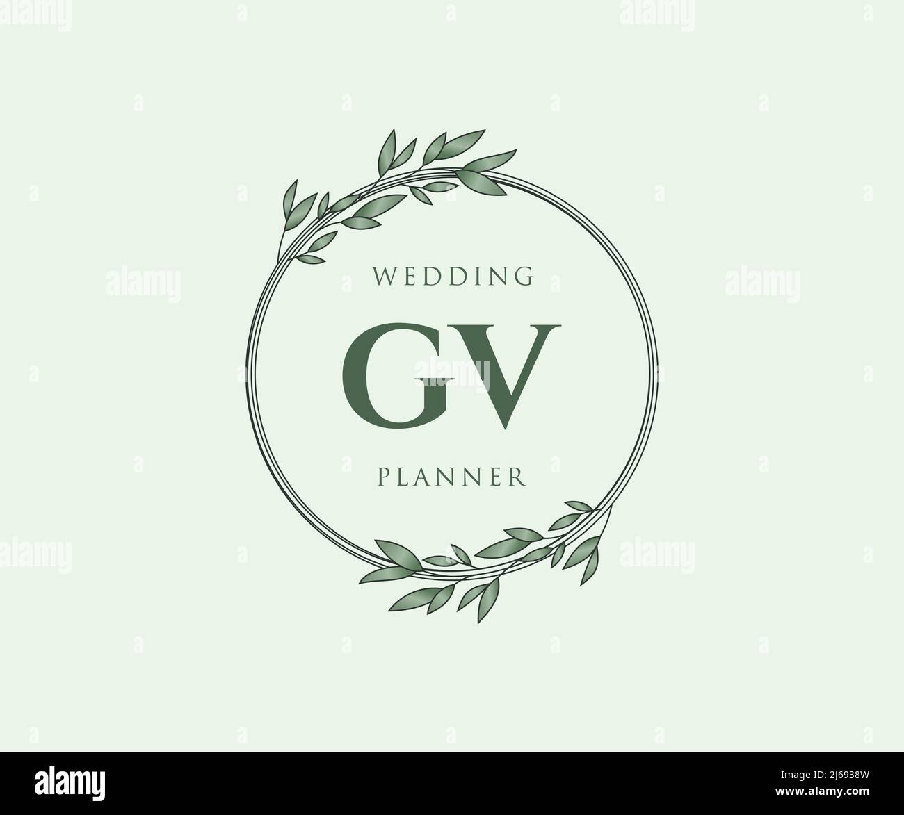 GV iniziali lettera Wedding monogramma collezione loghi, disegnati a mano moderni minimalistici e modelli floreali per carte di invito, Salva la data, elegante Illustrazione Vettoriale