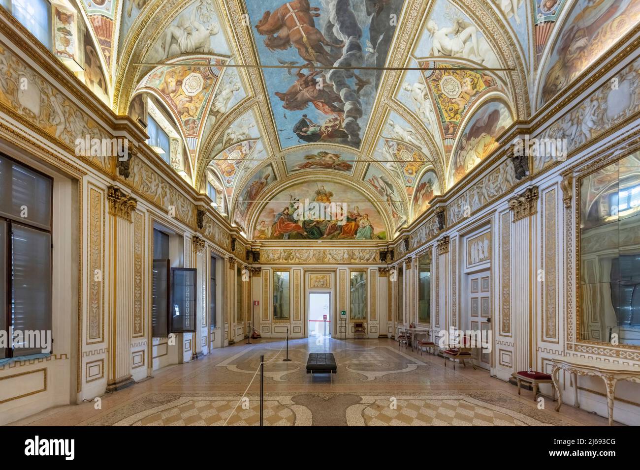 Galleria degli specchi, Palazzo Ducale, Patrimonio dell'Umanità dell'UNESCO, Mantova (Mantova), Lombardia (Lombardia), Italia Foto Stock