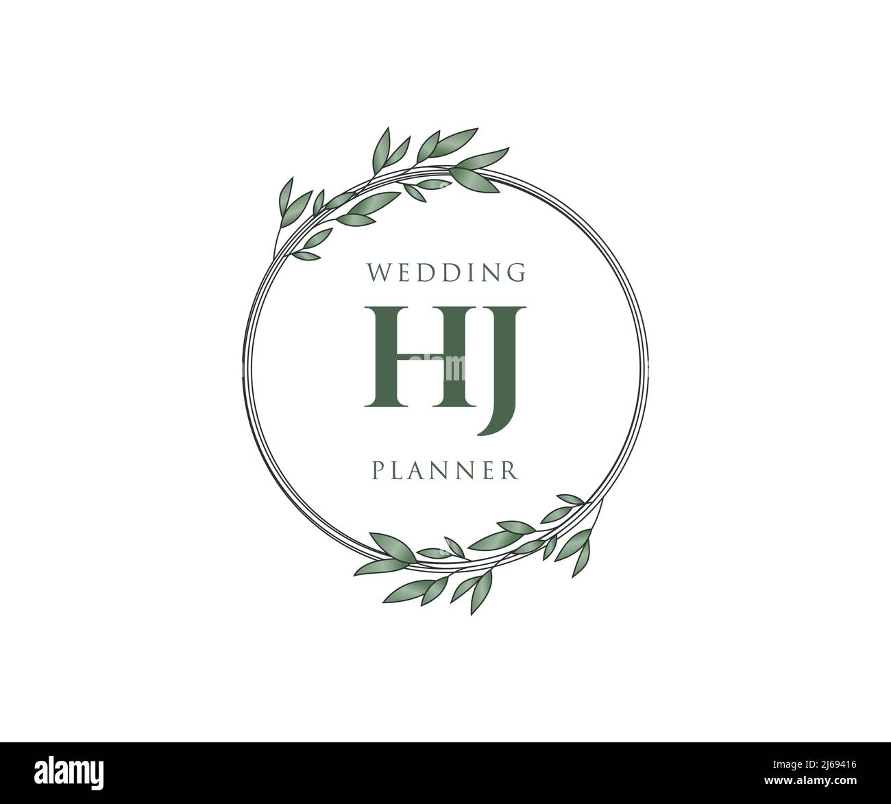 HJ iniziali lettera Wedding monogramma collezione loghi, a mano disegnata moderna minimalista e modelli floreali per carte di invito, Salva la data, elegante Illustrazione Vettoriale