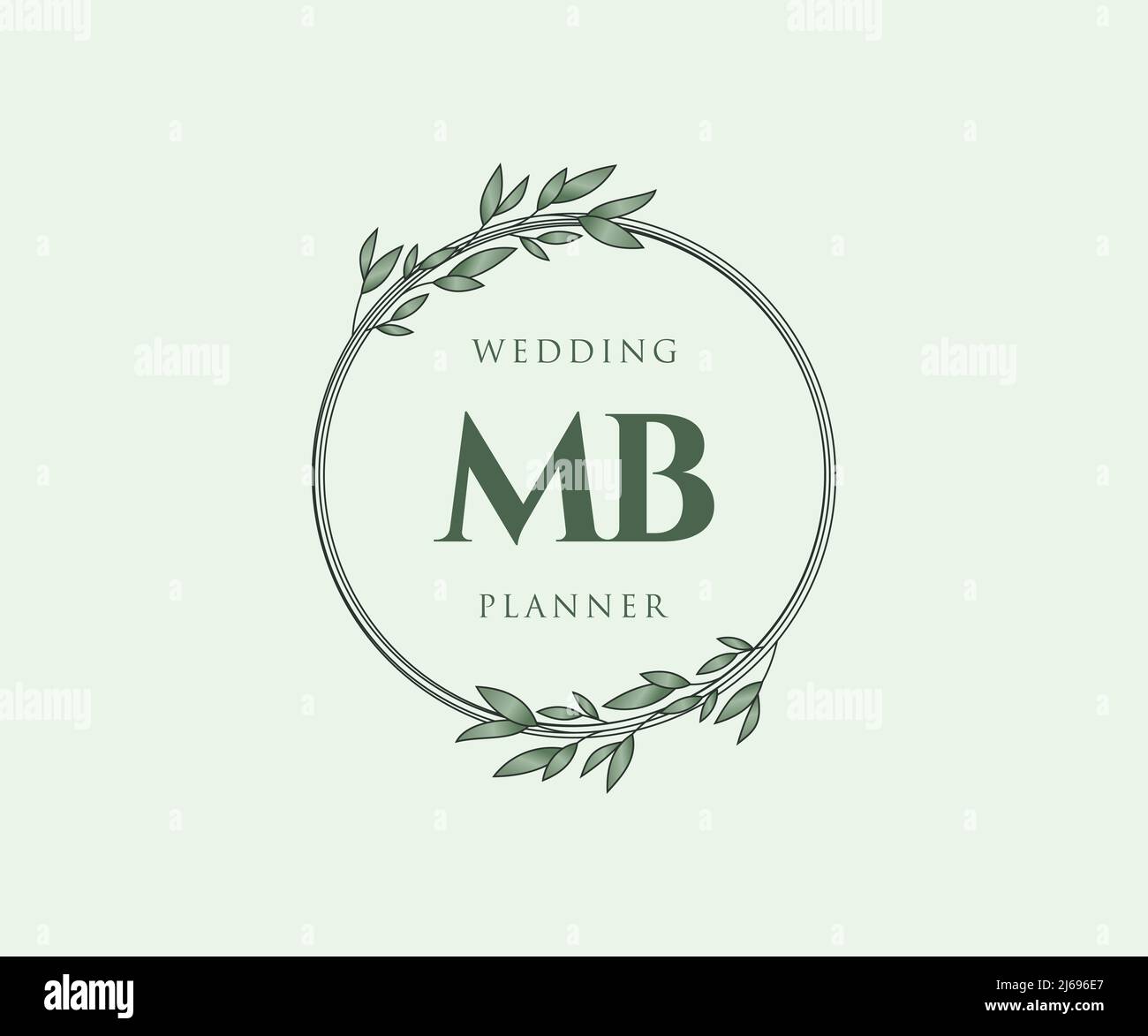 MB iniziali lettera matrimonio monogramma collezione loghi, disegnati a mano moderni minimalistici e modelli floreali per carte di invito, Salva la data, elegante Illustrazione Vettoriale