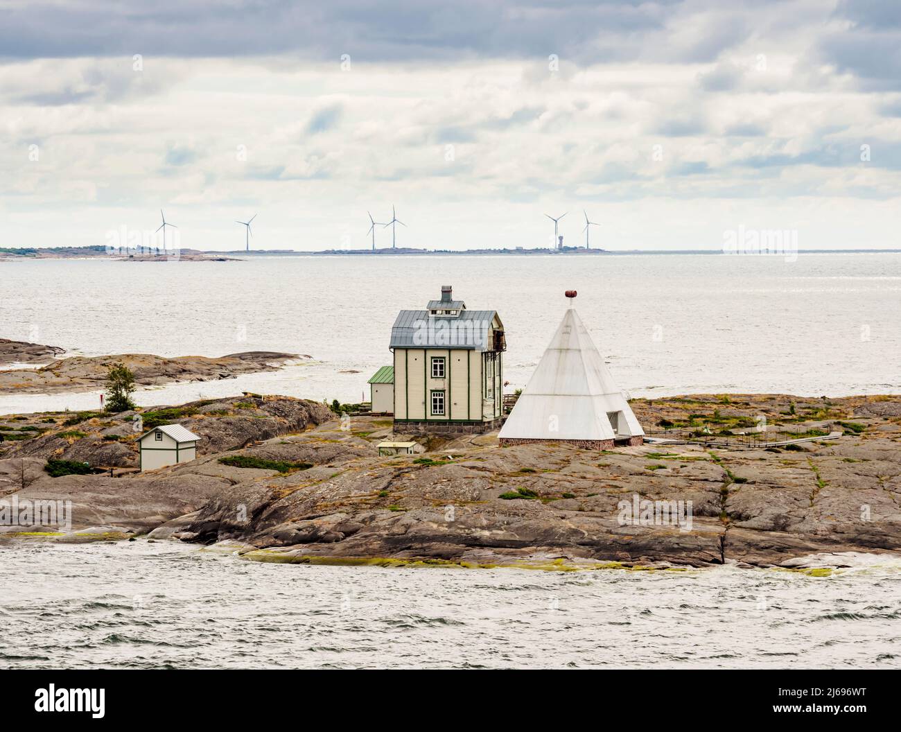 La stazione pilota Kobba Klintar, vista sopraelevata, Mariehamn, Isole Aland, Finlandia Foto Stock