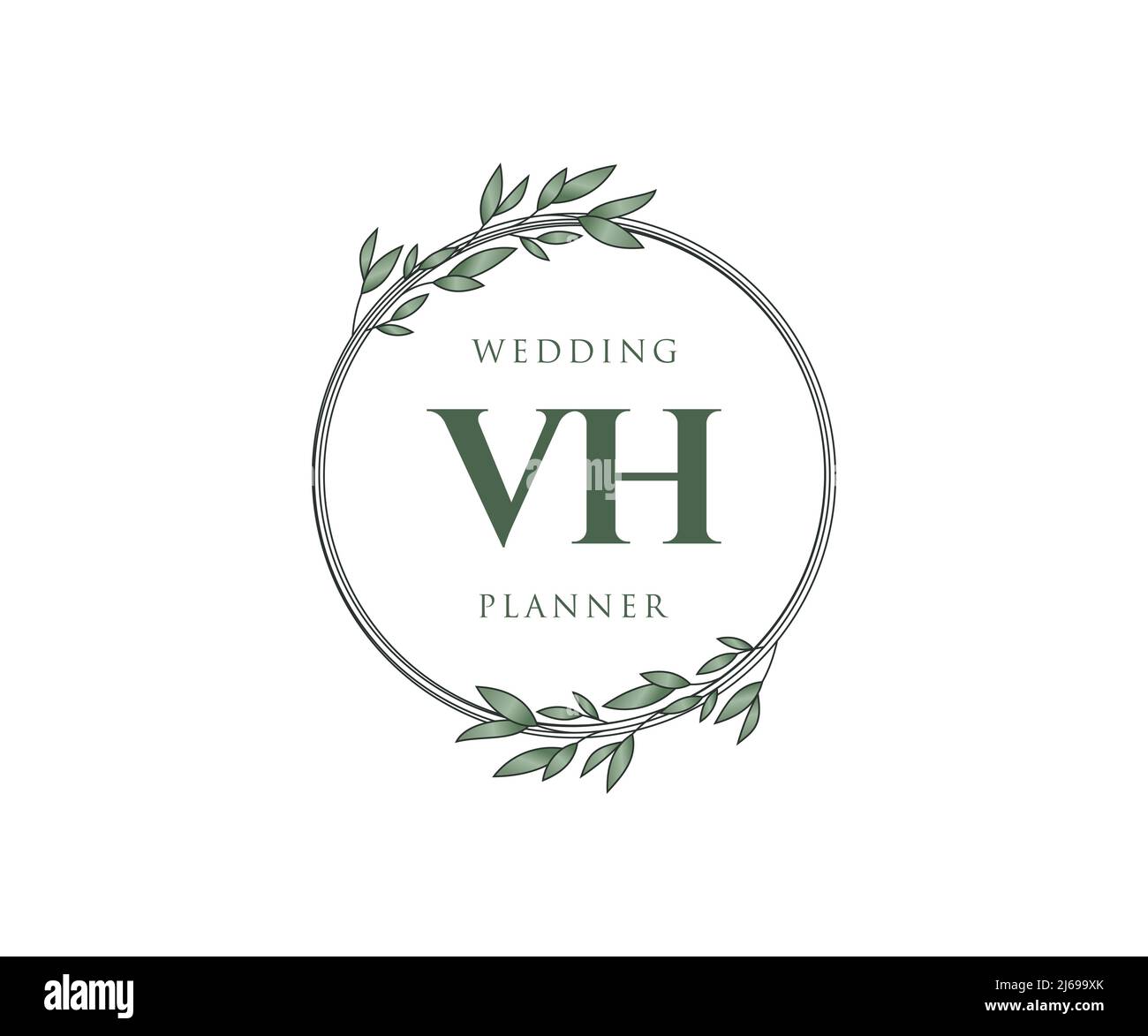 VH iniziali lettera Wedding monogramma collezione loghi, disegnati a mano moderno minimalista e modelli floreali per carte di invito, Salva la data, elegante Illustrazione Vettoriale