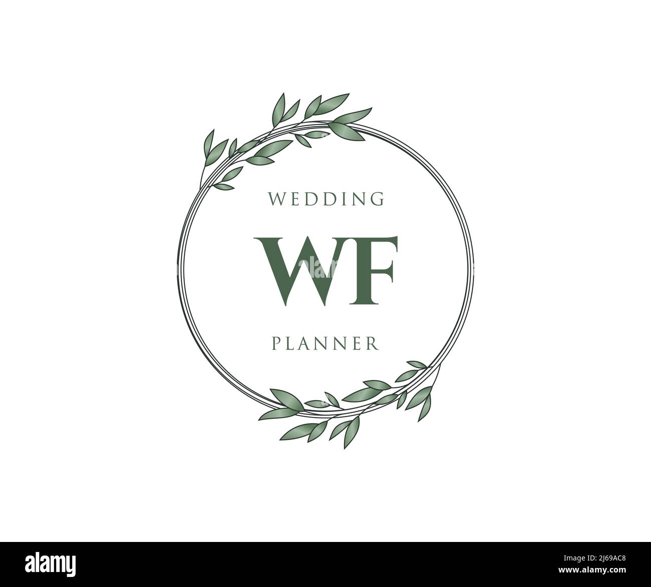 WF iniziali lettera Wedding monogramma collezione loghi, disegnati a mano moderno minimalista e modelli floreali per carte di invito, Salva la data, elegante Illustrazione Vettoriale