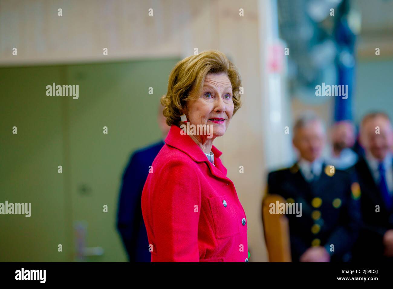 Elverum 20220428.Queen Sonja durante l'apertura del Centro conservazione Anno a Elverum. Foto: Stian Lysberg Solum / NTB Foto Stock