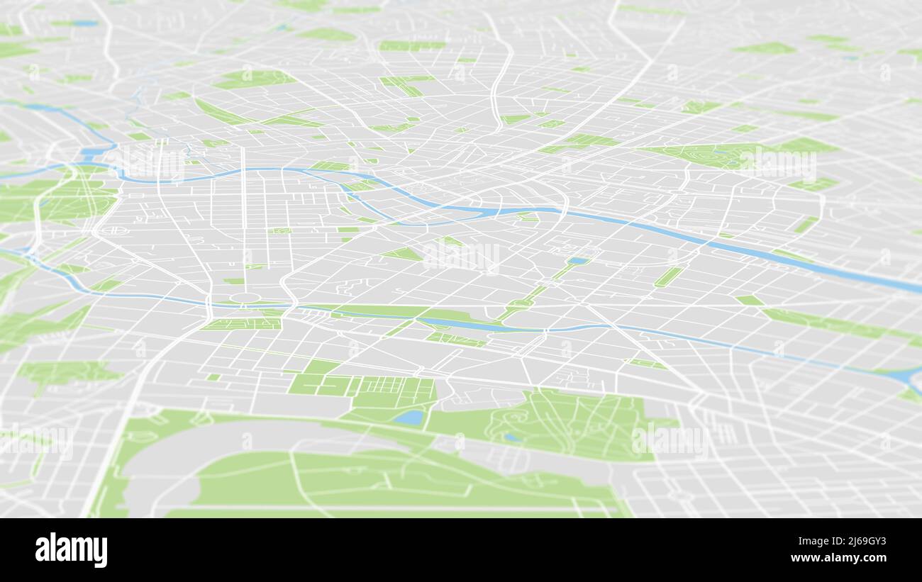 Vista aerea Mappa della città Berlino, piano dettagliato a colori, griglia urbana in prospettiva Foto Stock