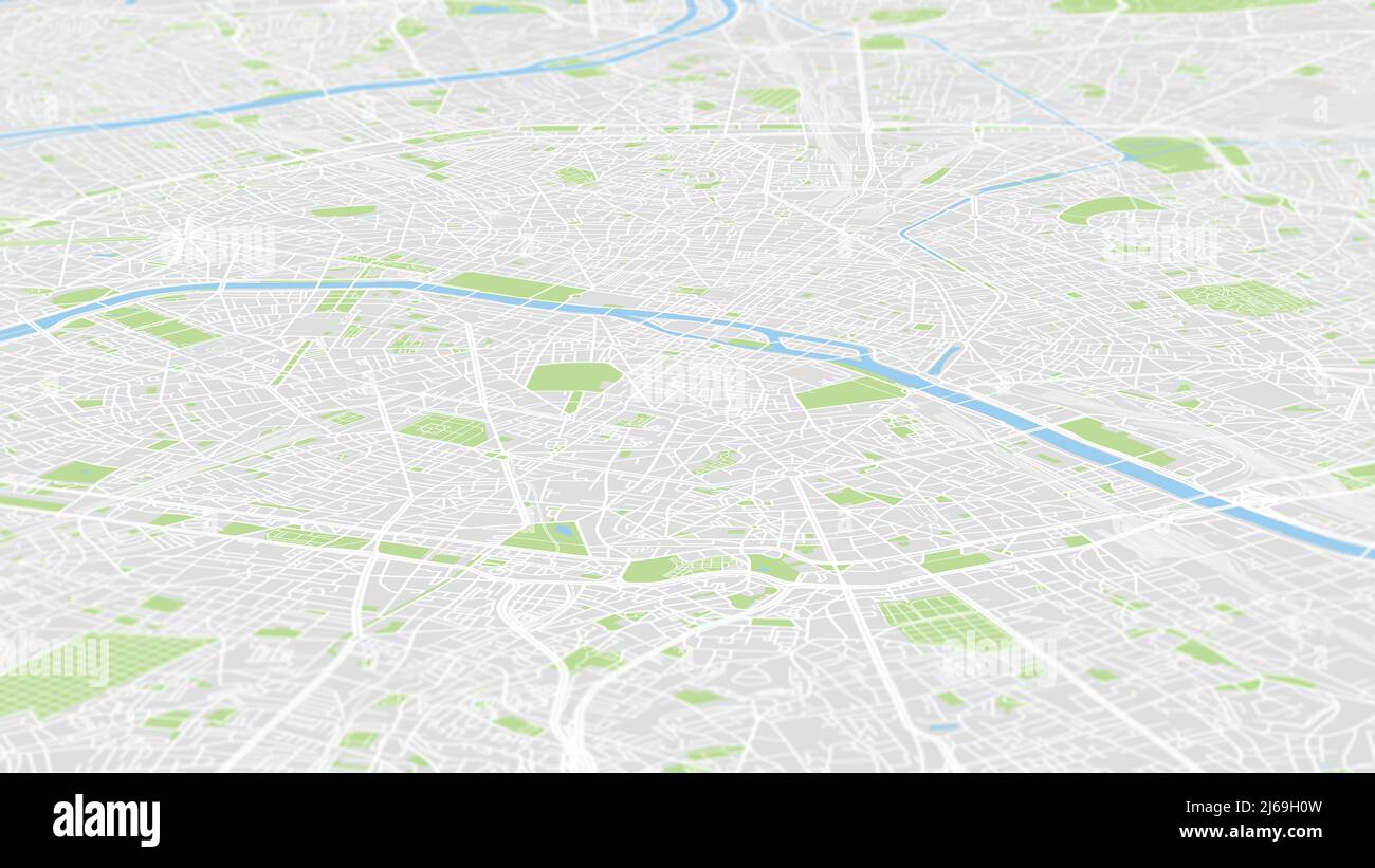 Vista aerea Mappa della città Parigi, piano dettagliato a colori, griglia urbana in prospettiva Foto Stock