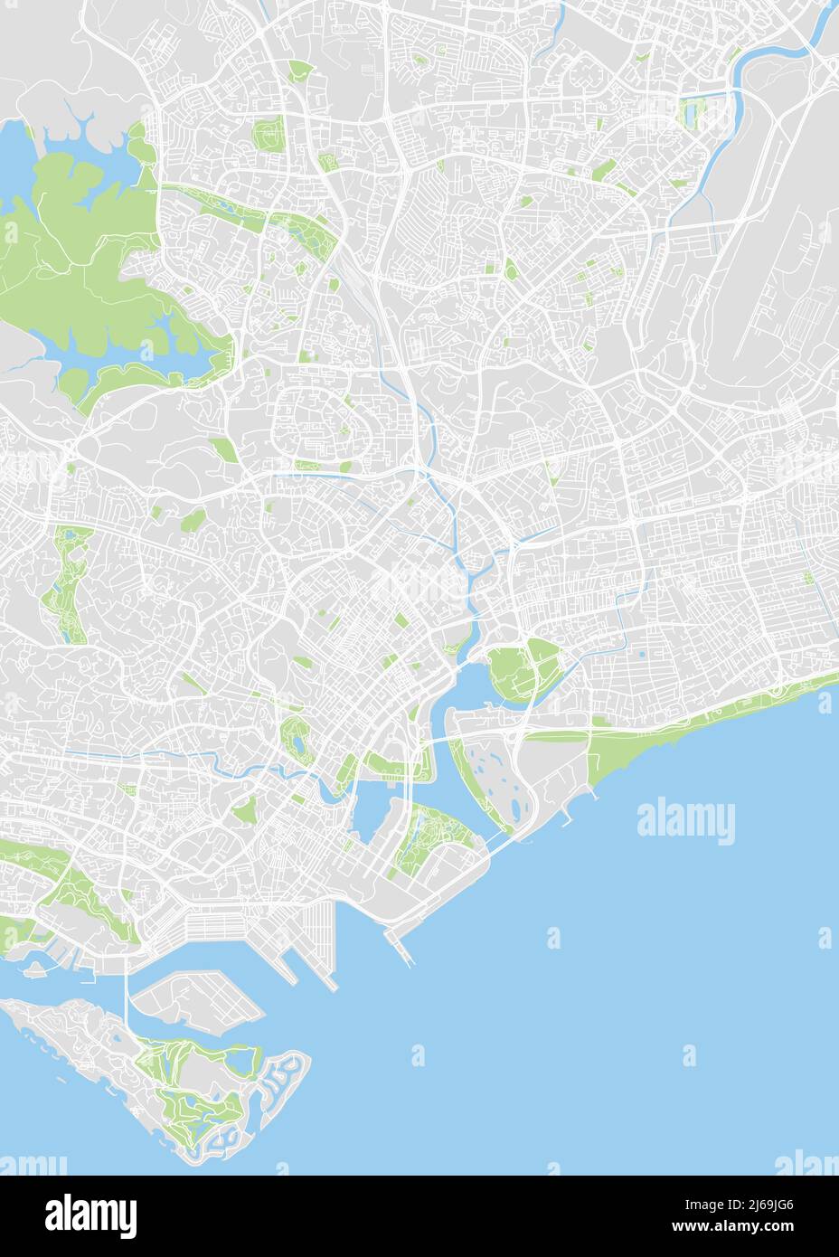 Mappa della città Singapore, piano dettagliato a colori, illustrazione vettoriale Illustrazione Vettoriale