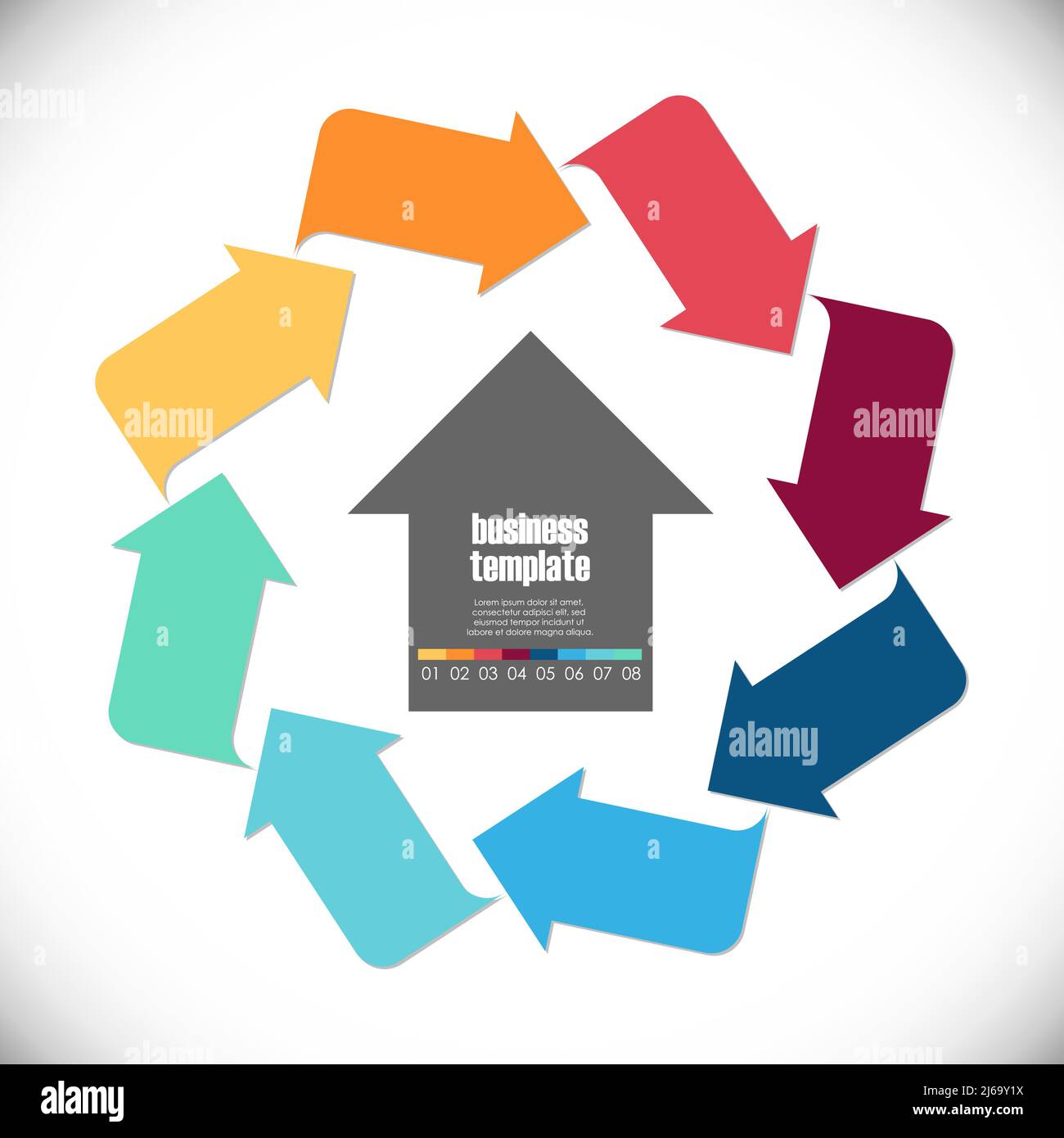 Modello colorato di business info grafica con diverse opzioni che mostra il lavoro di squadra processo Illustrazione Vettoriale