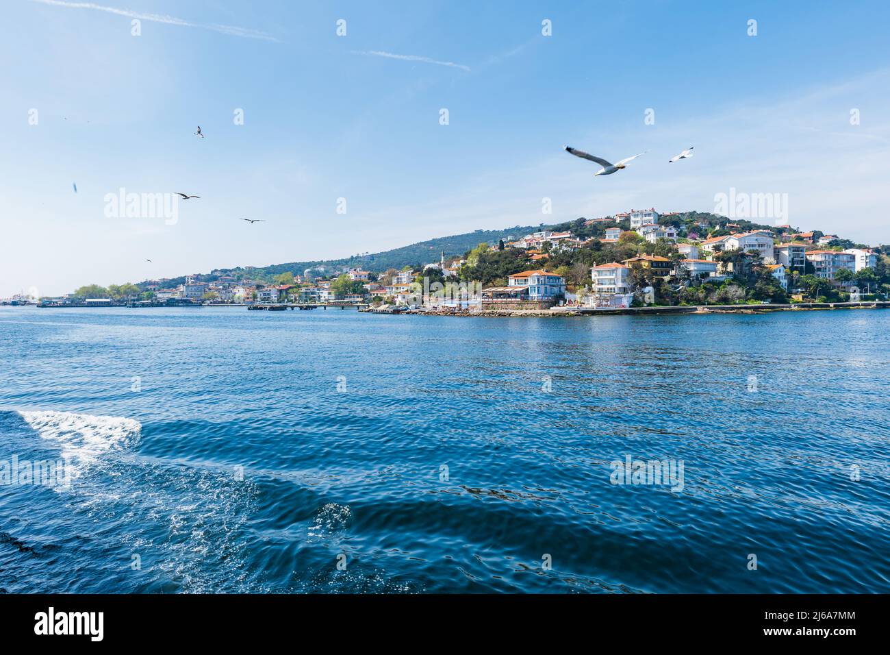 Isole dei principi nel Mare di Marmara, Istanbul, Turchia. La vista di Burgazada, una delle Isole principi, in estate Foto Stock