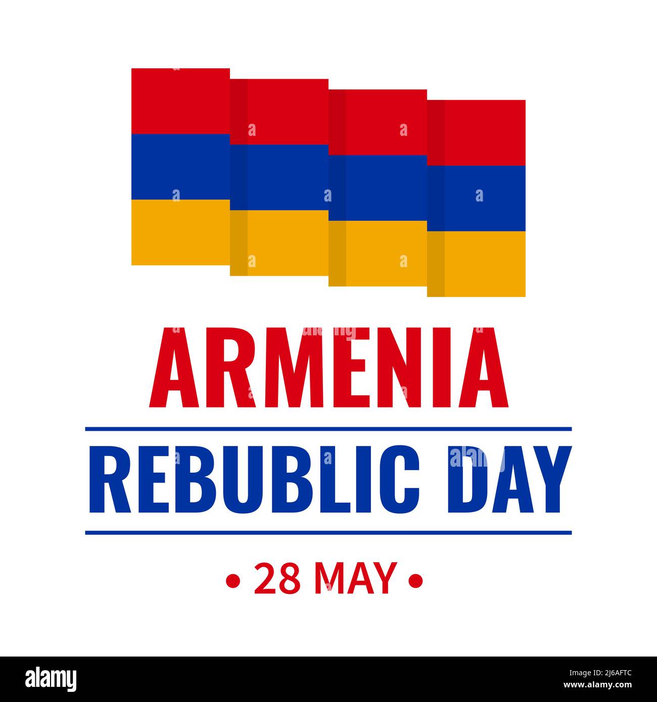 Poster tipografico del giorno della Repubblica di Armenia. Festa armena celebrata il 18 maggio. Modello vettoriale per banner, biglietti d'auguri, volantini, ecc. Illustrazione Vettoriale