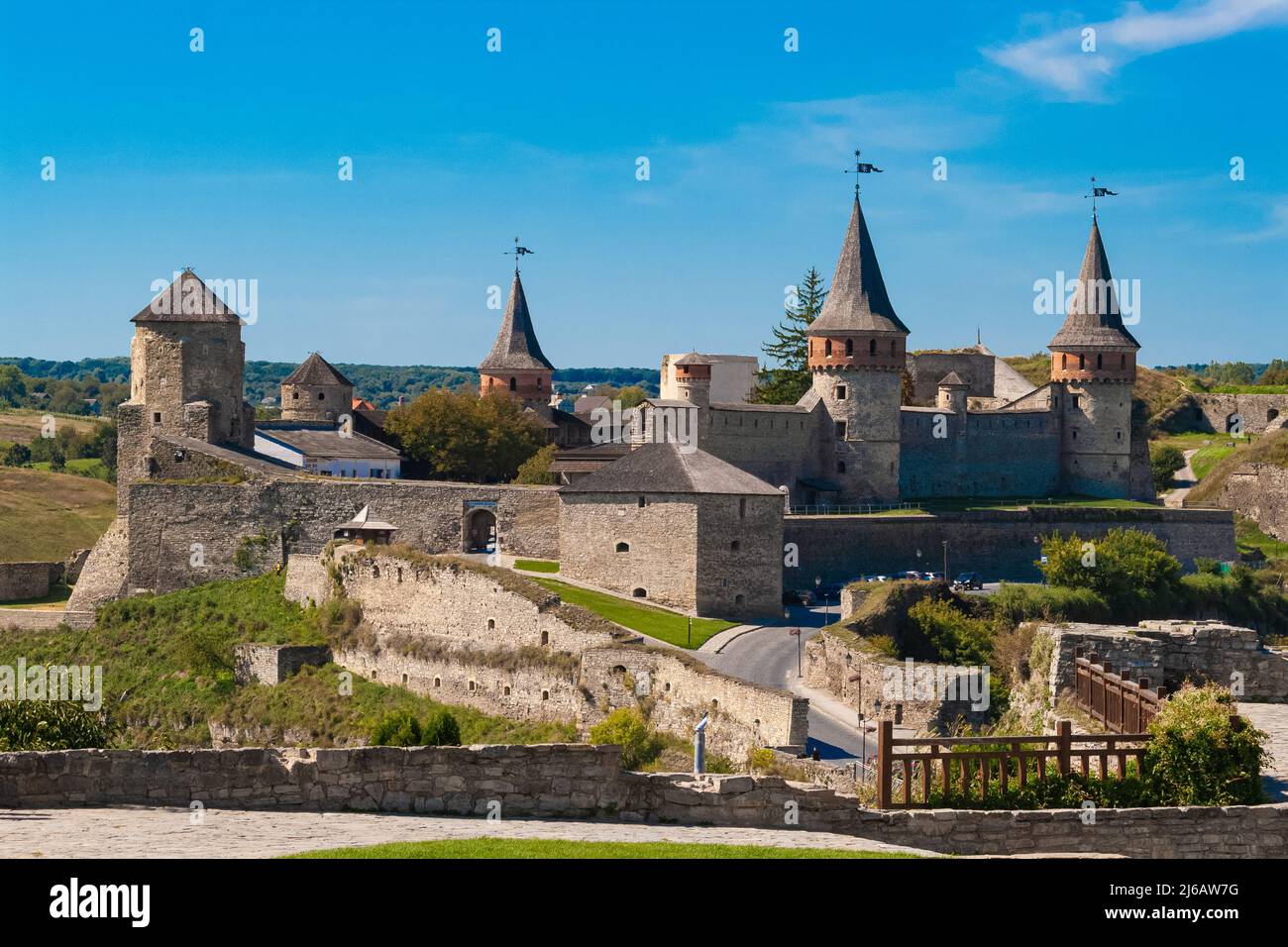 Vecchia Fortezza medievale di Kamenets-Podolsky Ucraina Landmark Foto Stock
