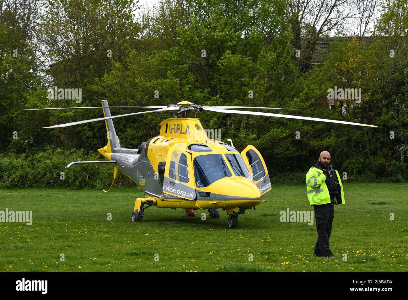 ambulanza aerea del leicestershire a loughborough Foto Stock